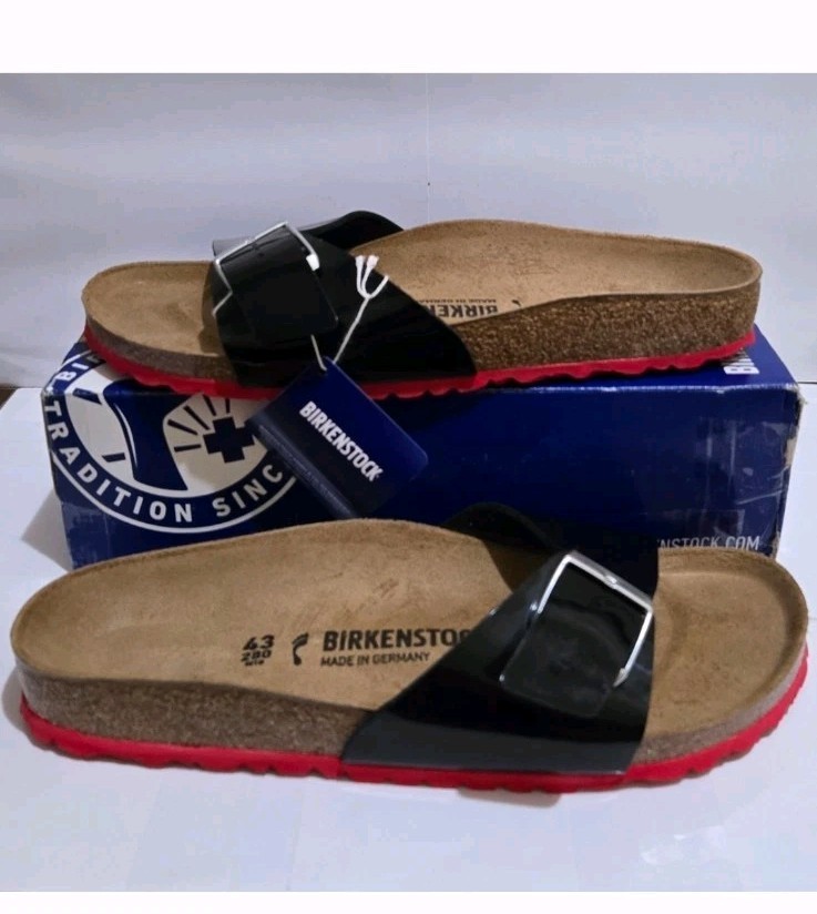 Birkenstock Madrid BS Black Patent Leather Women Sandals Sz 12 Narrow