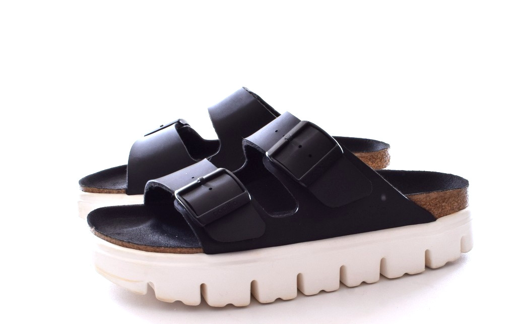 Birkenstock Papillio Arizona Chunky Black Birko-Flor Platfom Sandal Slides 37 N