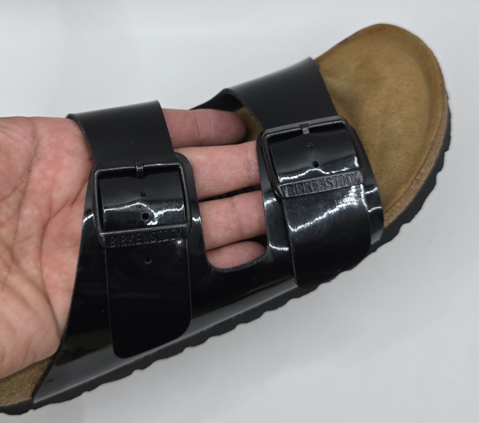 Birkenstock Arizona Bs  Birko Flor  Lack Patent  Black Color Narrow