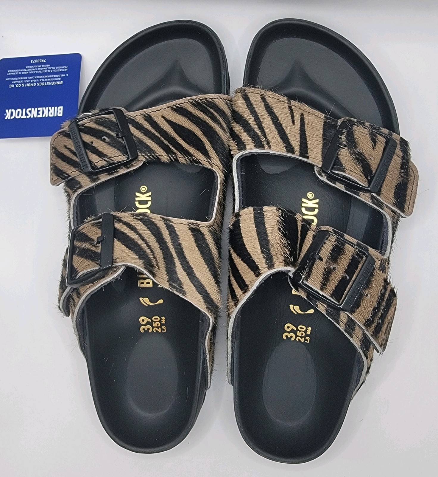Birkenstock Arizona Rivet Logo Cowhide Zebra Print Pattern Exquisite Narrow