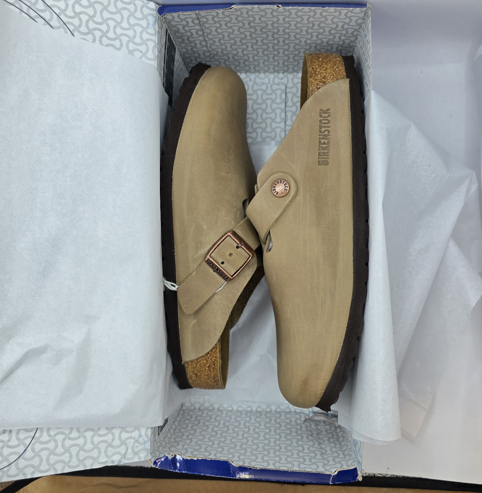 Birkenstock Boston Bs Waxy Oiled Leather Tabacco Brown Regular Wide