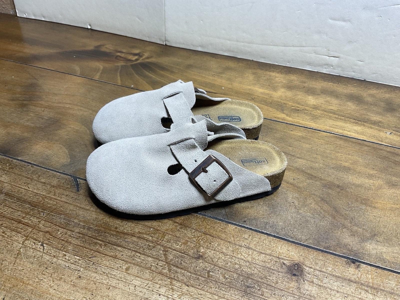 Birkenstock Boston Kids Suede Leather Taupe Size 27 (9-9.5)