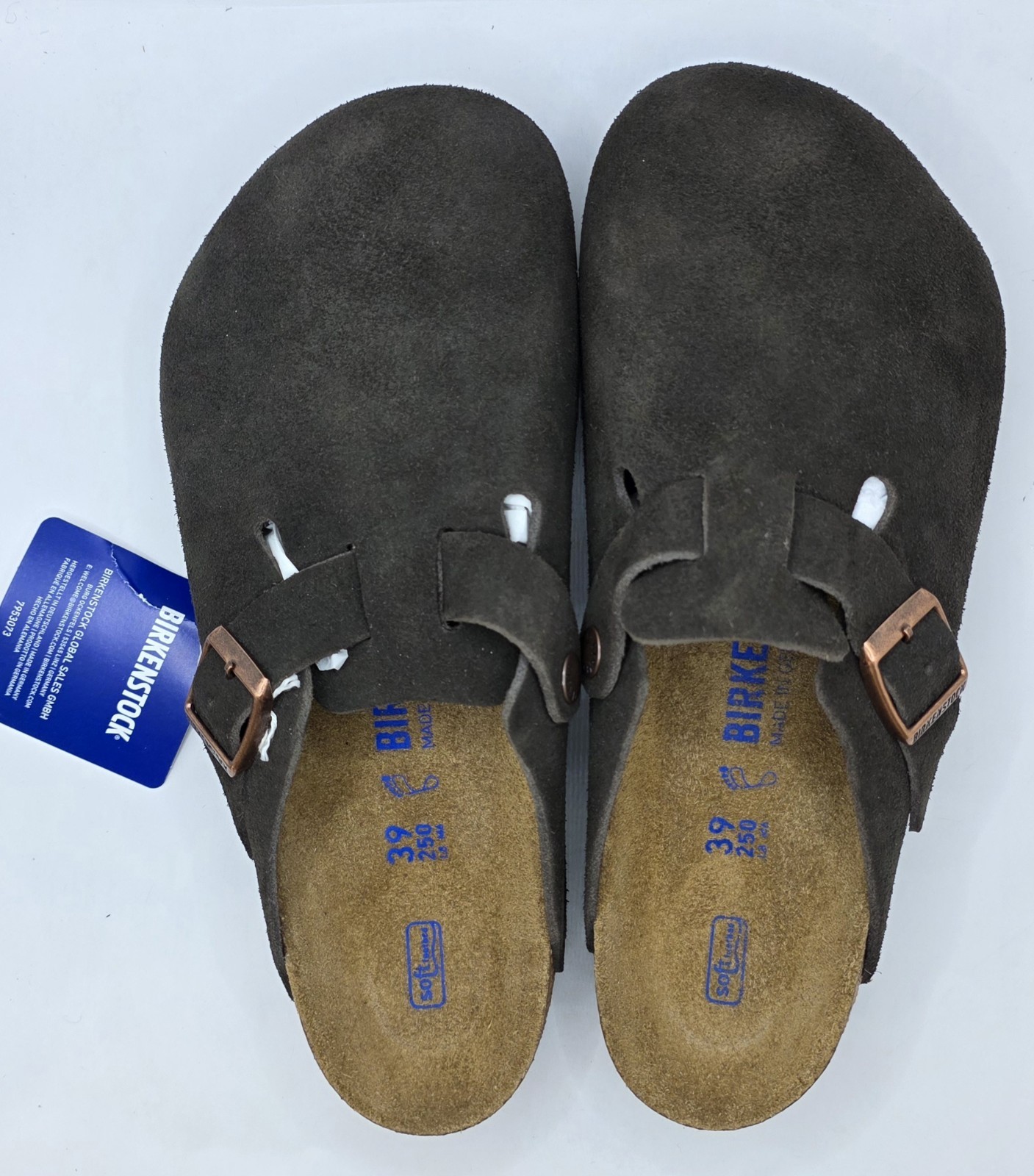 Birkenstock Boston Bs Leather Suede Soft Footbed Mocca Color Regular Wide