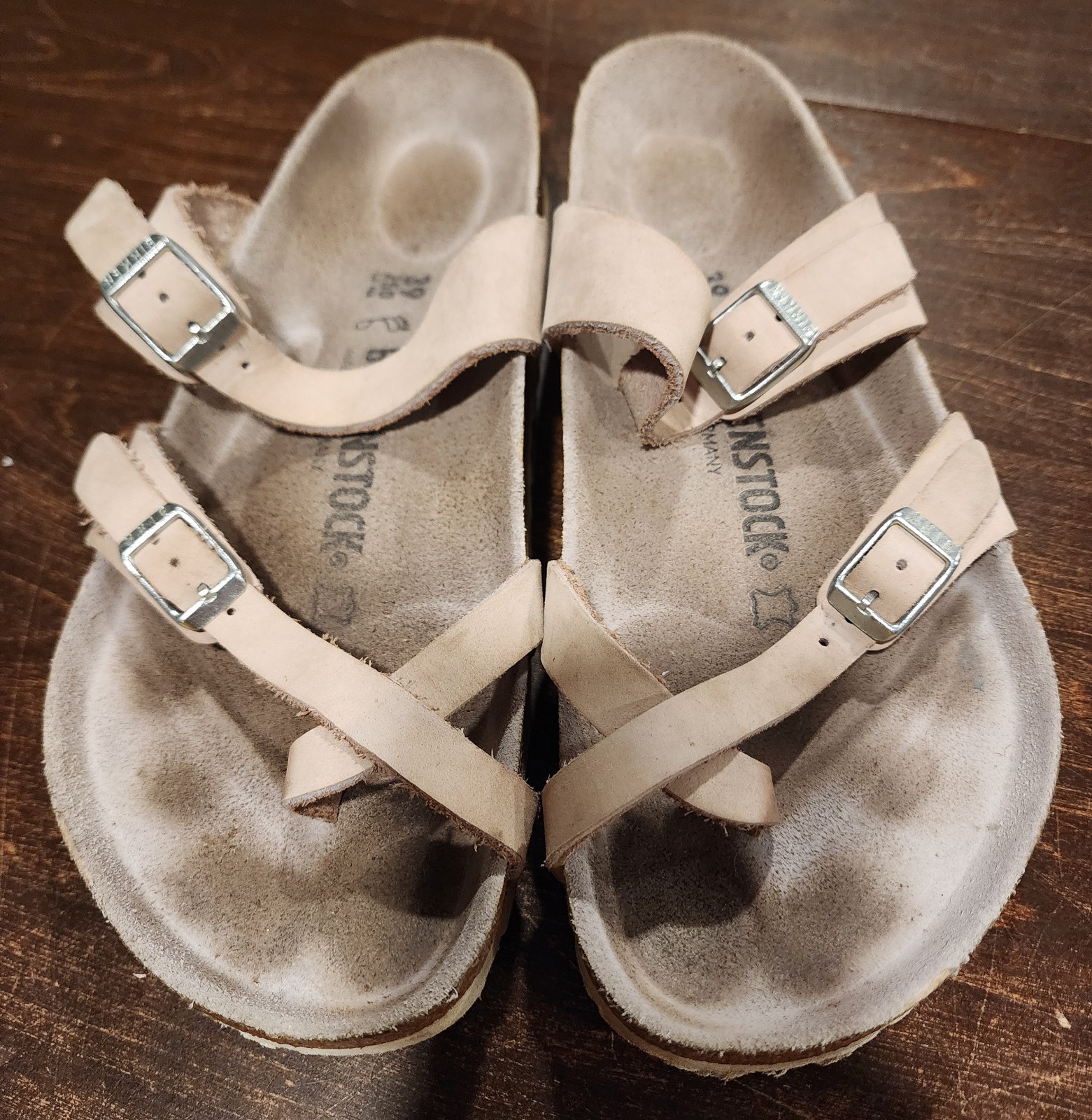 Birkenstock Mayari Sandals Birko-Flor Slip-On Slides Beige Straps Size US L8 M6