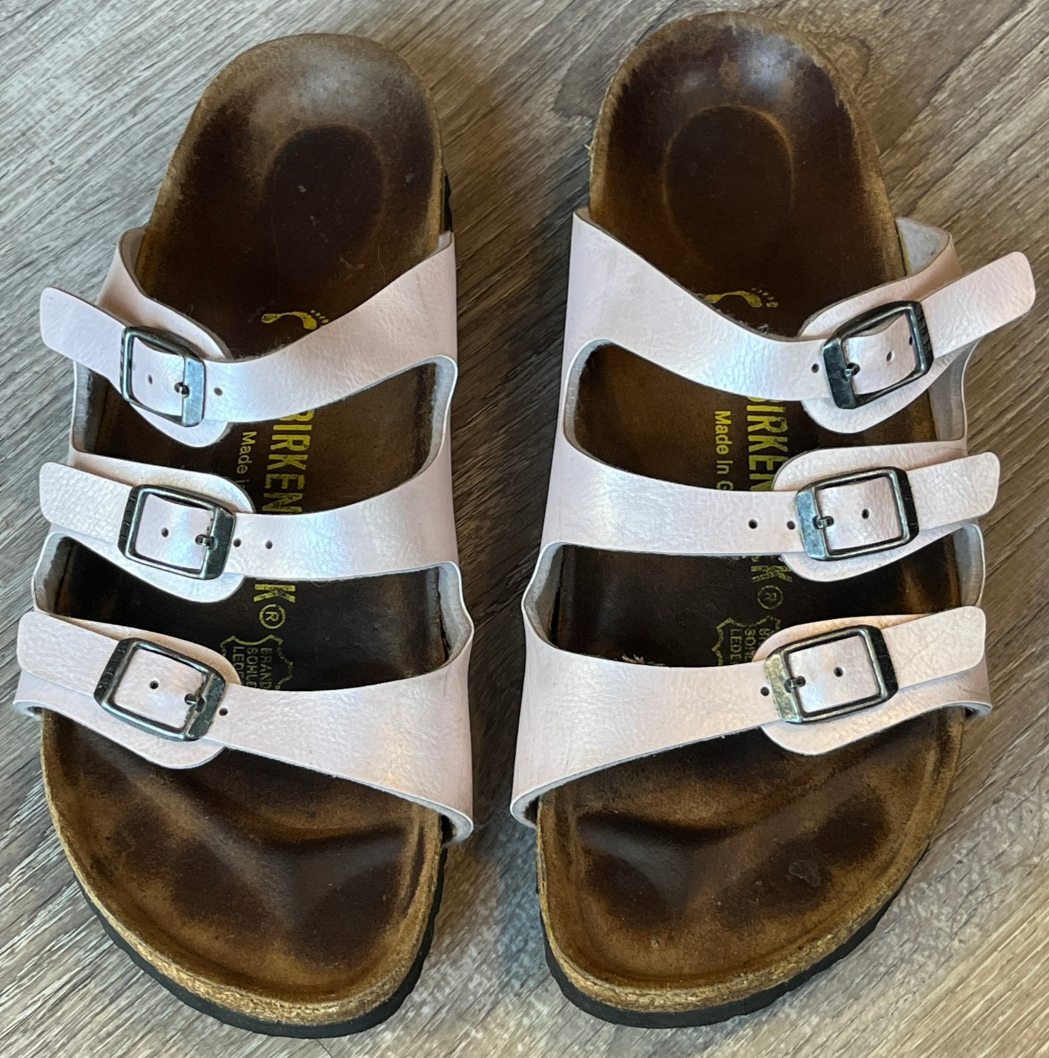 Birkenstock Florida Three Strap Slides Sandals Pink Birko-Flor Womens 6 EU 37