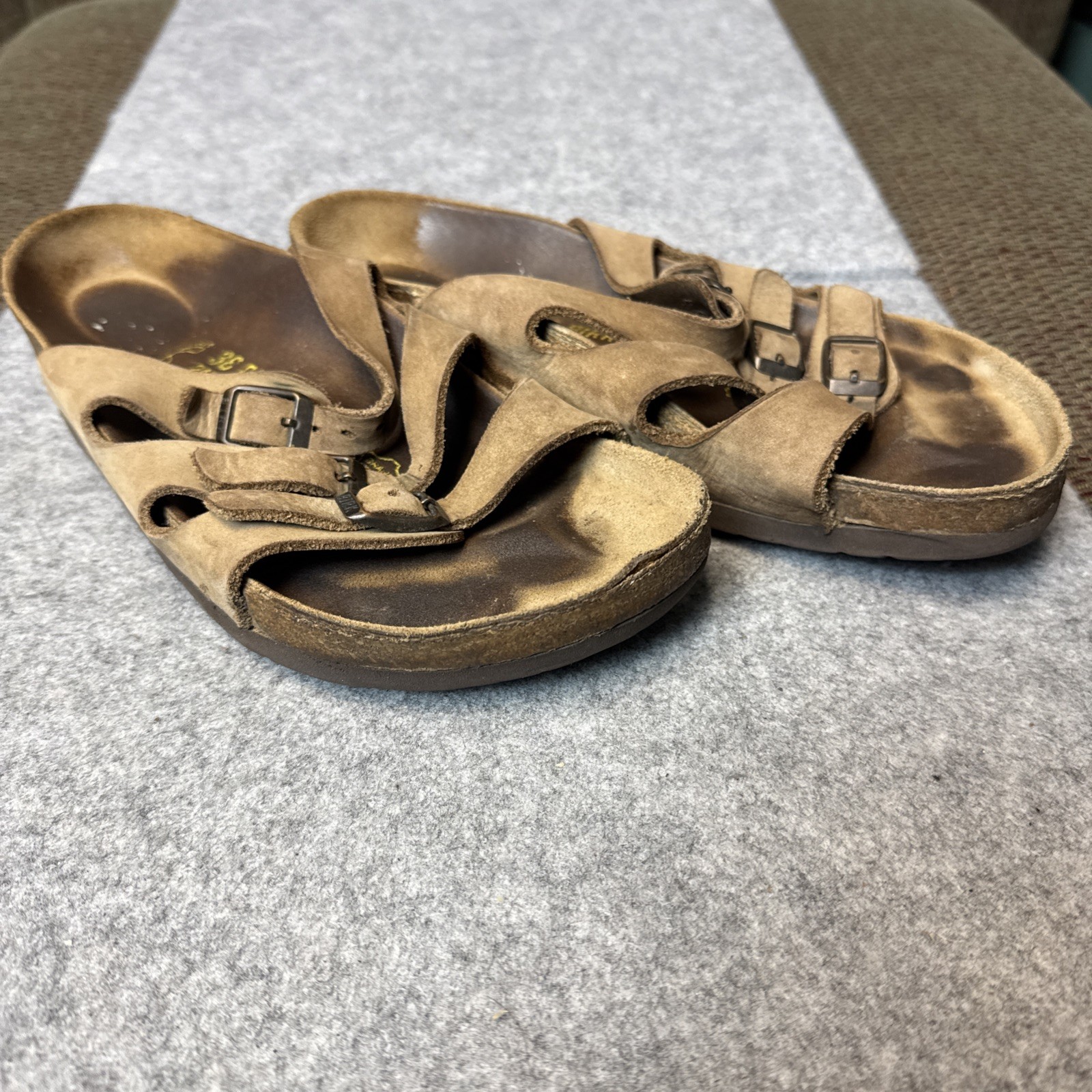 Birkenstock Florida Leather Brown Triple Strap Sandals Size EU 38  L7 M5