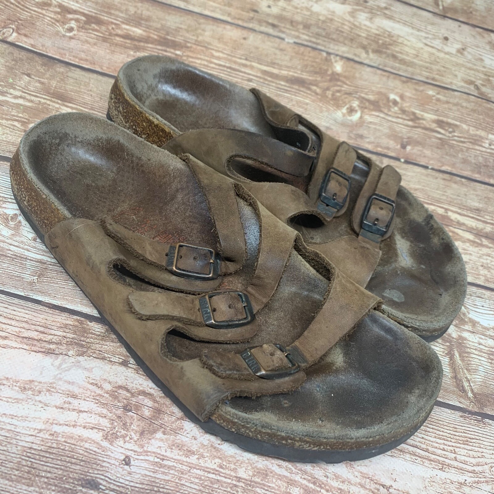 Birkenstock Florida 3 Strap Brown Footbed Sandals Size 38 Womens 7 Mens 5