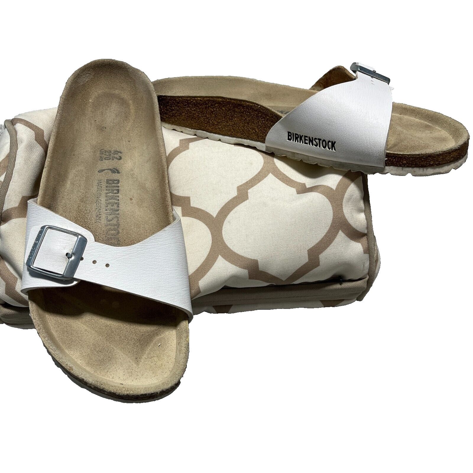 Birkenstock Madrid Sandals White Single Strap Adjustable Buckle Unisex W10 M9