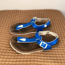 Birkenstock Gizeh Girls Kids Size US 3 EU 22 Blue Patent Slip-On Sandals