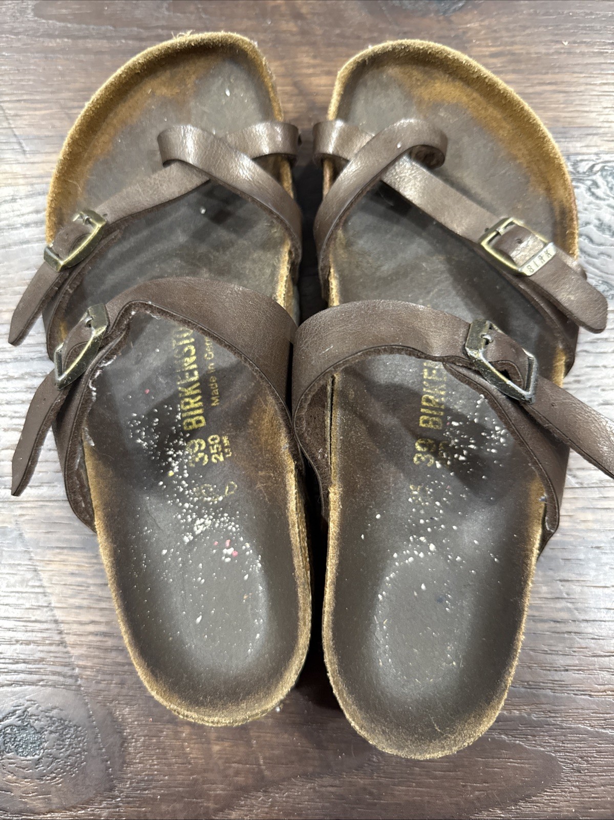 Birkenstock Womens Sz 8 Mayari Brown Leather Sandals EU 39 Beach Made In Germany