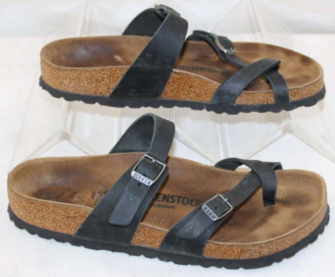 Birkenstock Mayari EU 39 US Women 8 Mens 6 Two Strap Toe Loop Brown Sandals