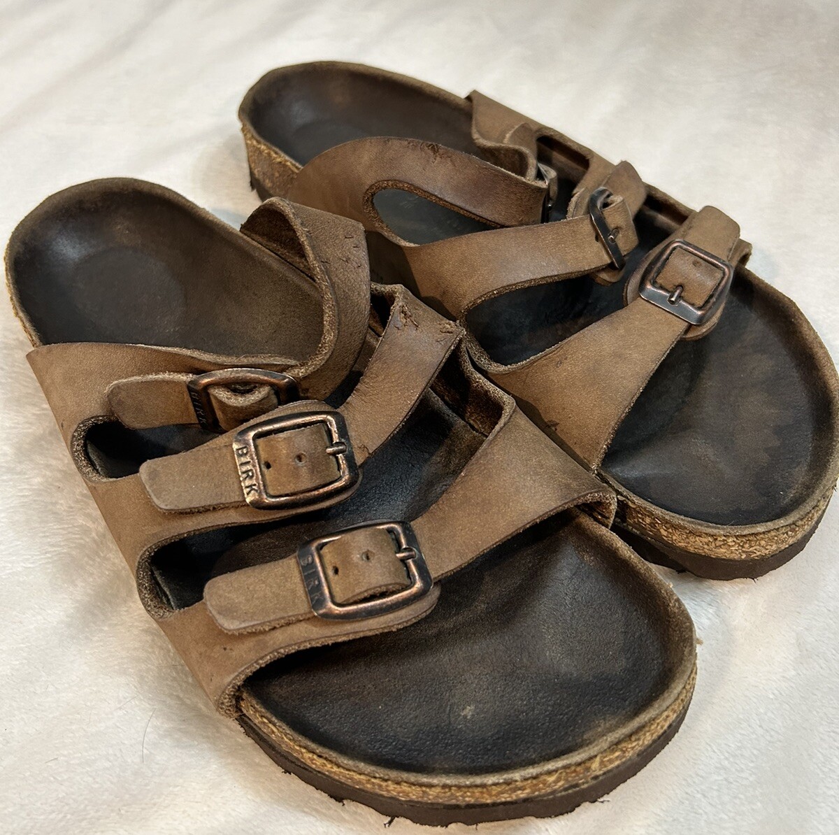 Birkenstock Florida 3 Strap Women’s Sz 37 US 6-6.5 Sandals Brown Narrow Resoled