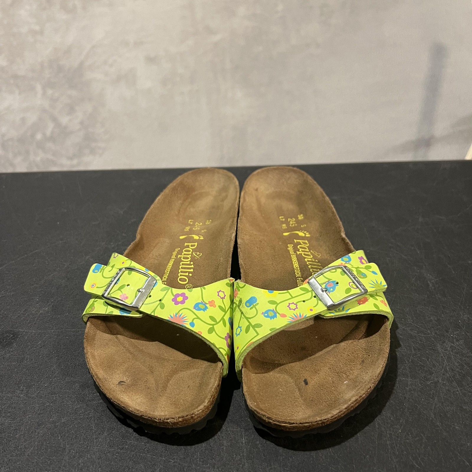 Papillio by Birkenstock Madrid Sandals Womens Size 7 EU 38 Green Floral Cork