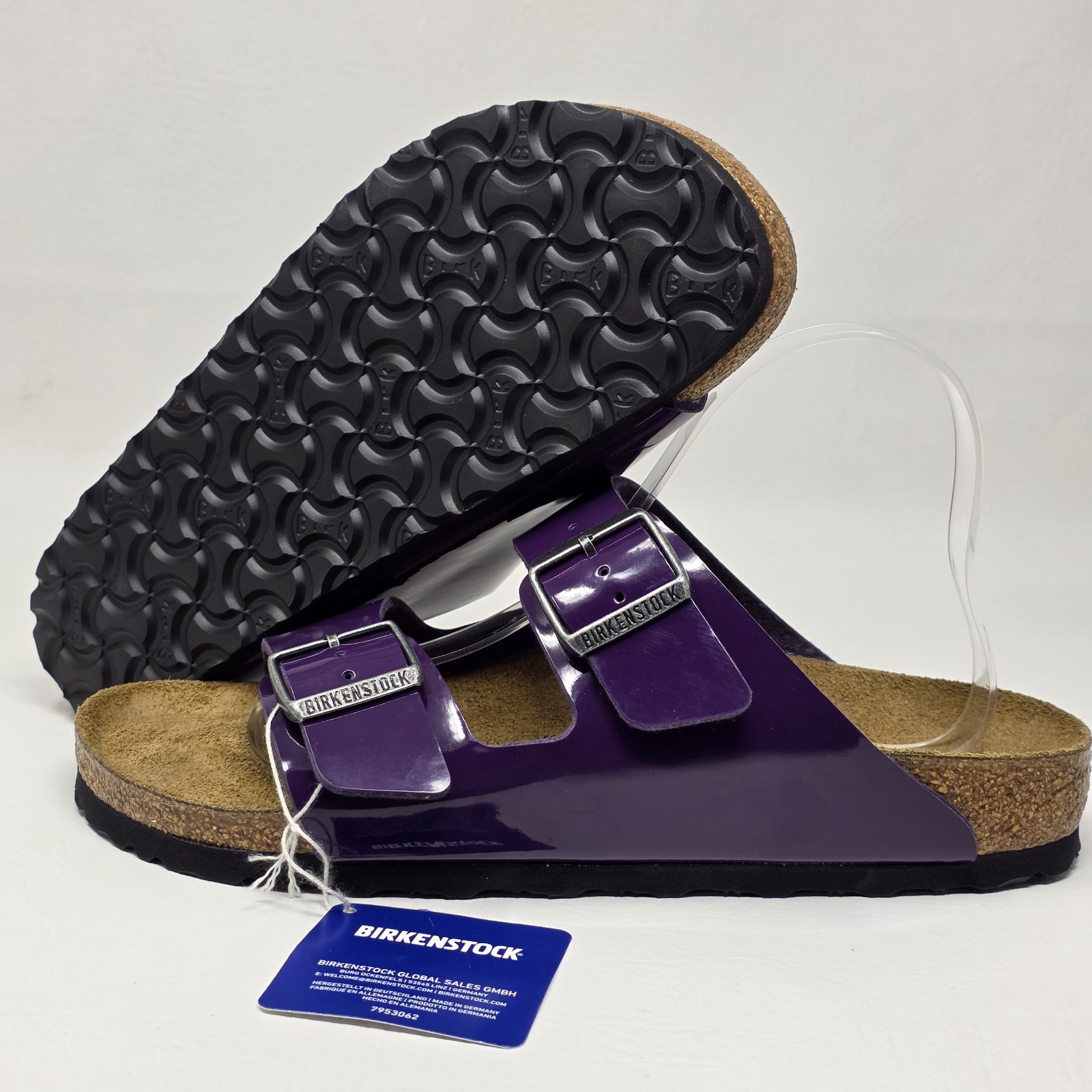 Birkenstock Arizona Plum Purple Birko Flor Patent Narrow Width Women Size 5 New