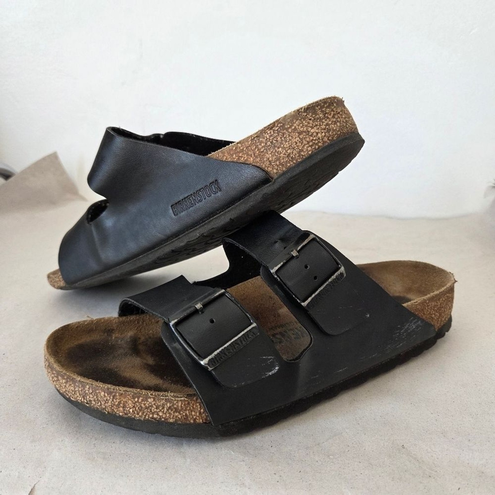 Birkenstock Arizona Oiled Leather Black Sandals Molded Footbed Women 10 Men 8