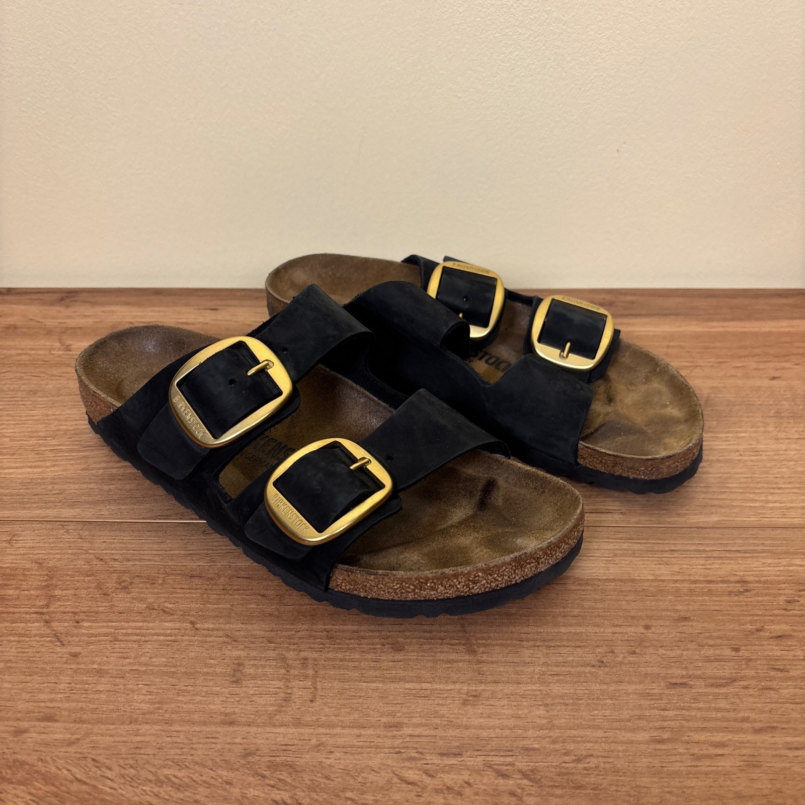 BIRKENSTOCK Arizona Big Buckle Sandals Black Women Size 40 Slides Casual Comfort