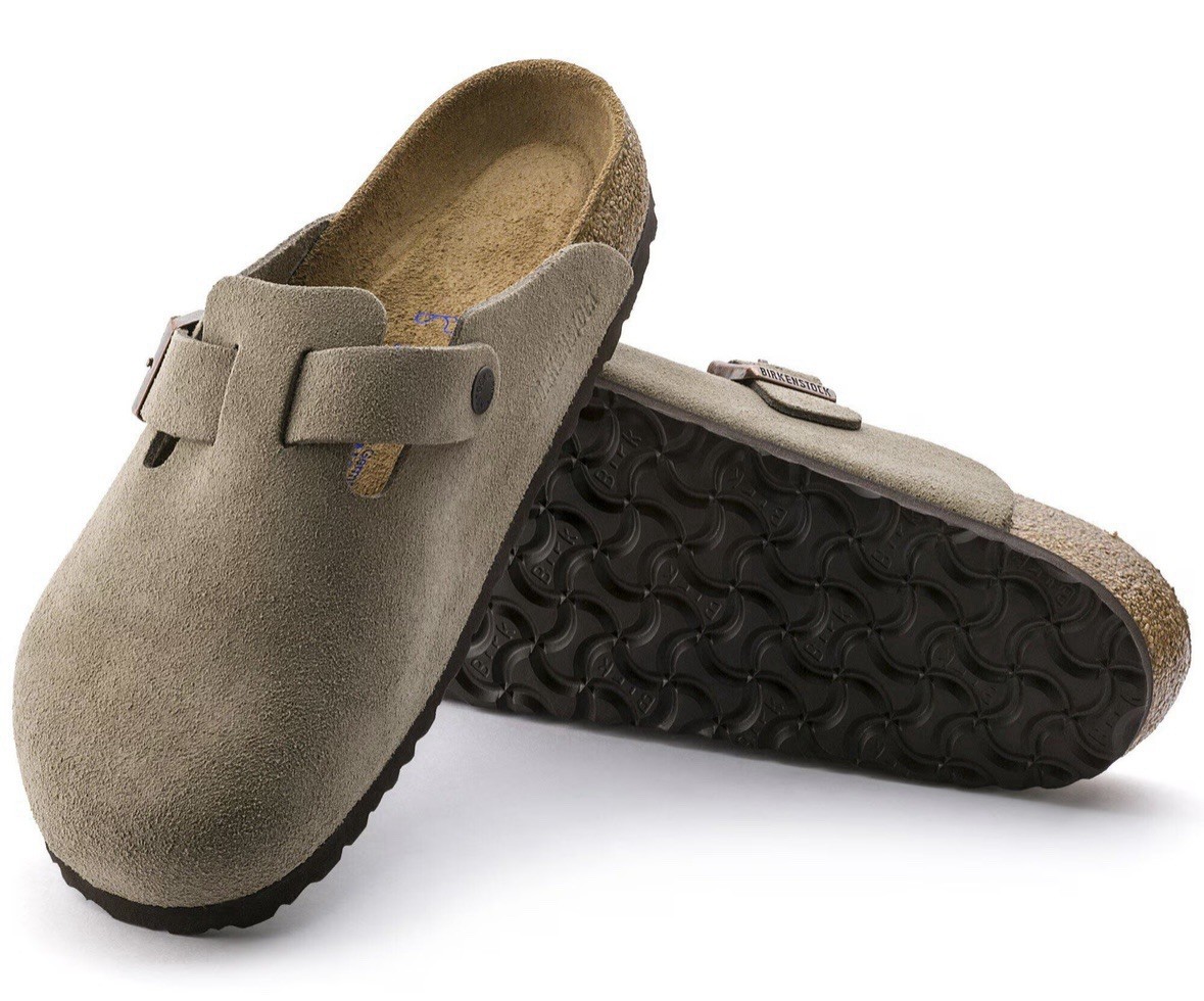 Birkenstock Boston Taupe Suede Leather Shoes Women’s (11-11.5), Men’s (9-9.5)