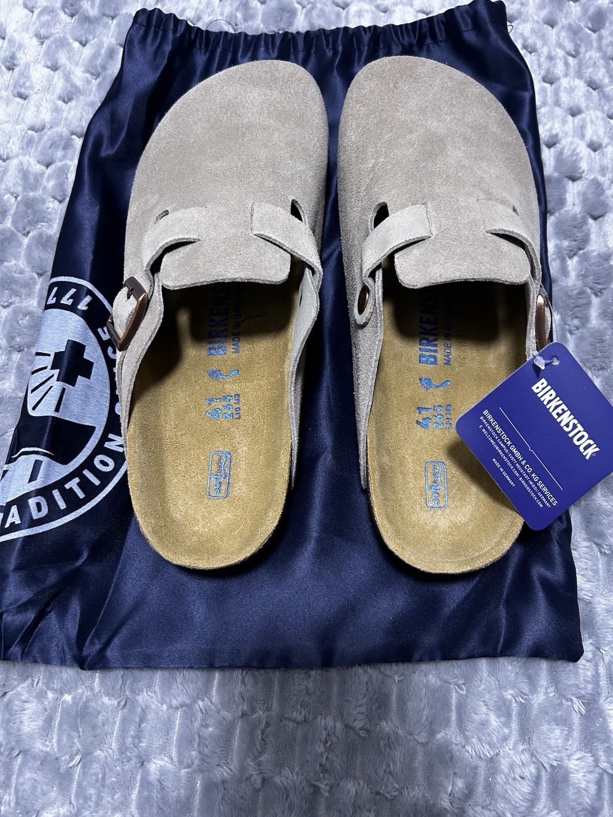 Birkenstock Boston Clog Taupe Suede Leather Soft Footbed Select Size