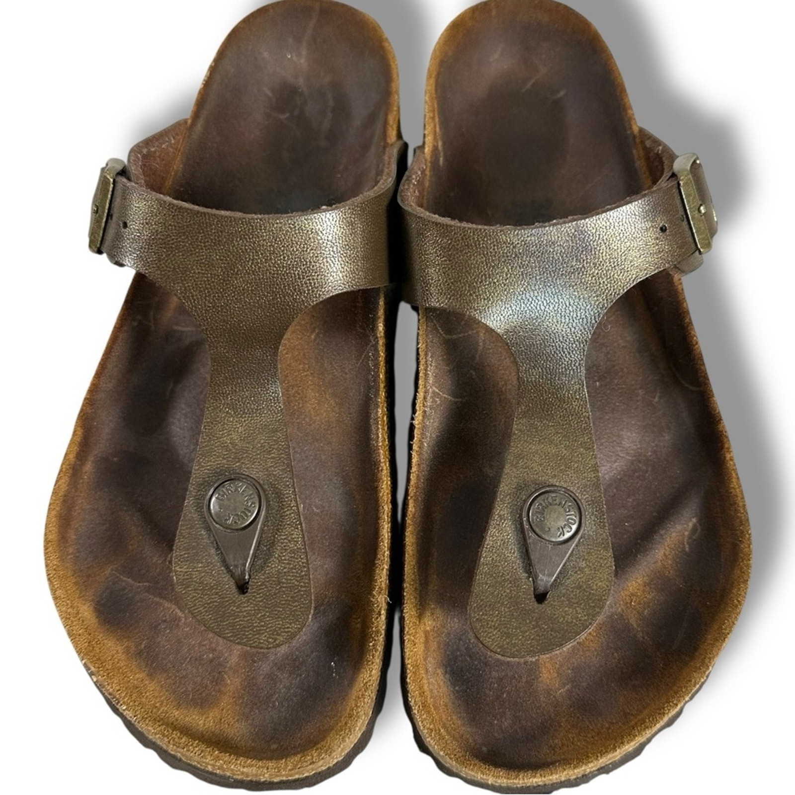 Birkenstock Gizeh Thong Sandals Brown Bronze Size 36 5 5.5 Bohemian Hippie 70s