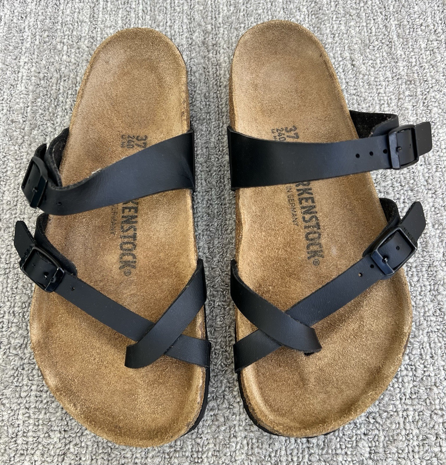 BIRKENSTOCK Mayari Black Birko-Flor Comfort Thong Sandal Women’s Size 6US / 37EU