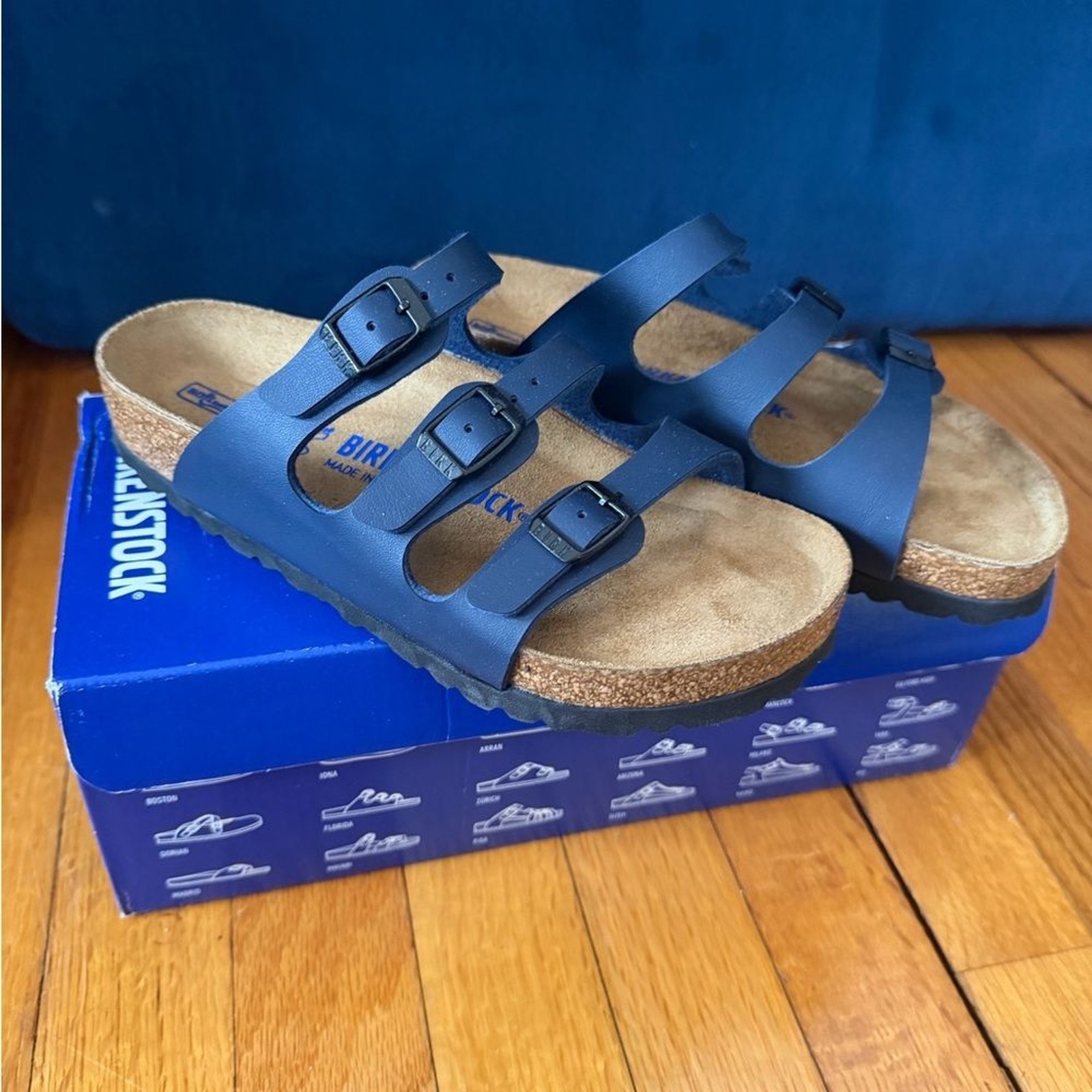 Birkenstock Kids Navy Sandals Florida Soft Footbed size 35EU