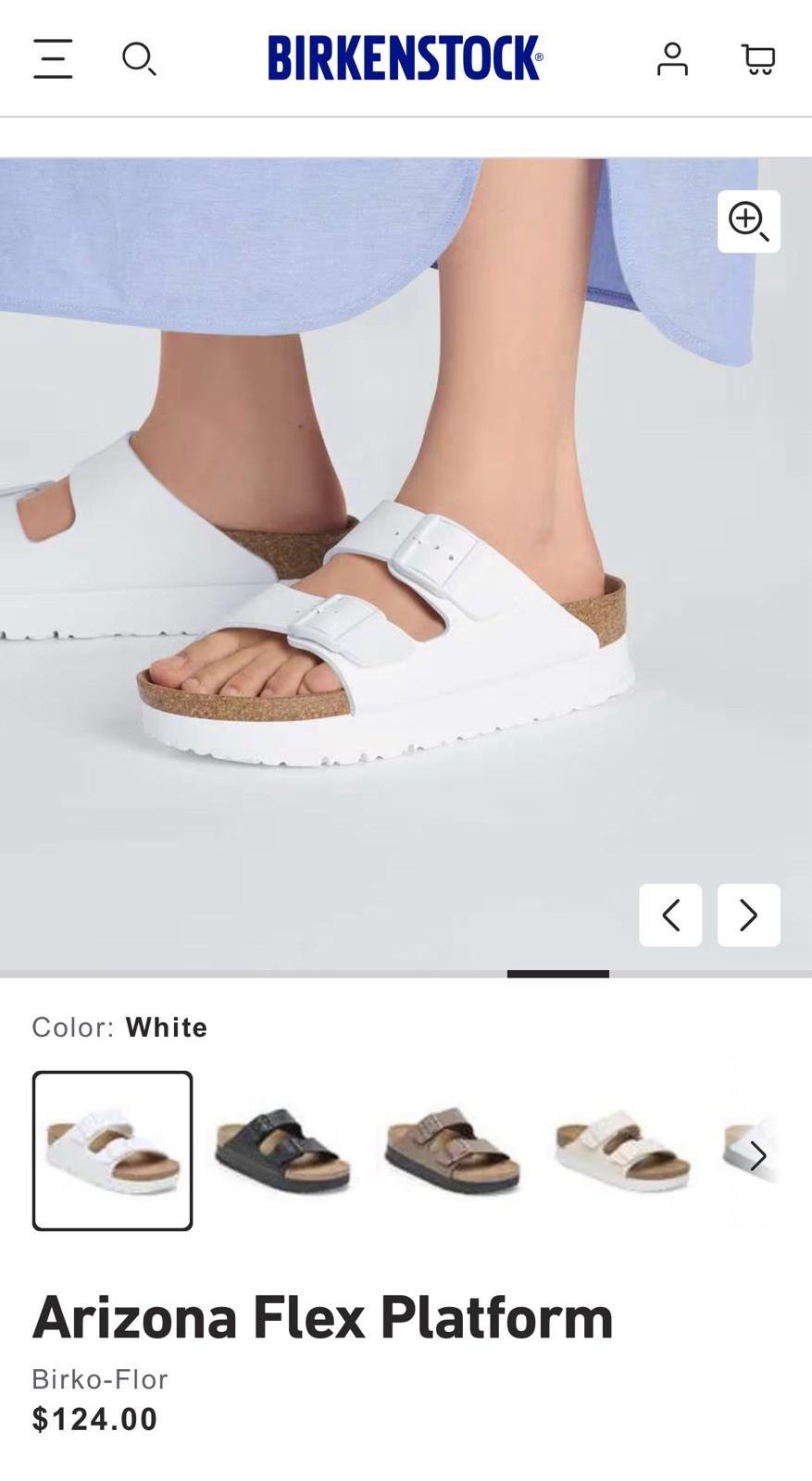 NWT Birkenstock Papillio Arizona Flex Platform Sandals White Vegan Size EU 38
