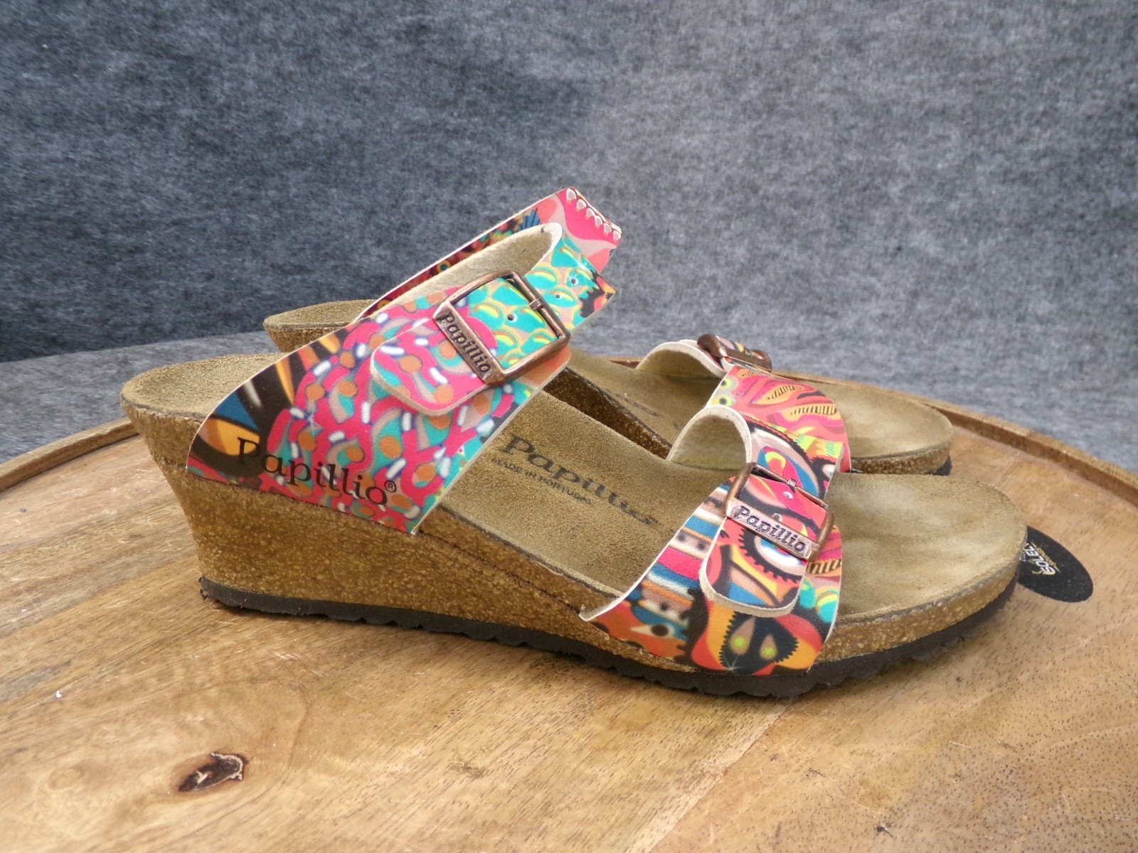 Birkenstock Papillio Dorothy African Wax Raspberry Wedge Sandals Size 37 US 6 N.
