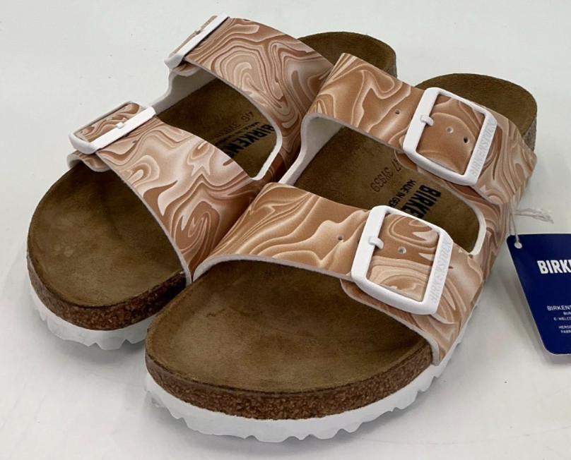 Birkenstock Arizona Women’s Size 7 US 38 EU Beige Birko-Flor Sandals Narrow NIB