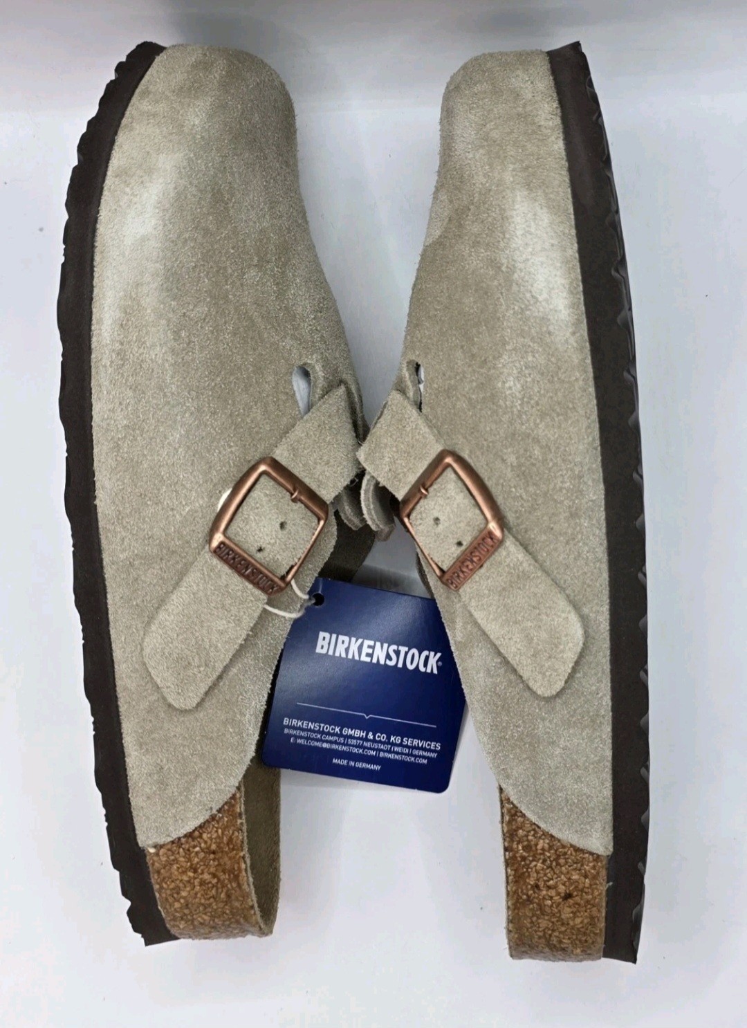 Birkenstock Boston Bs Leather Suede Soft Footbed Taupe Color Regular Wide