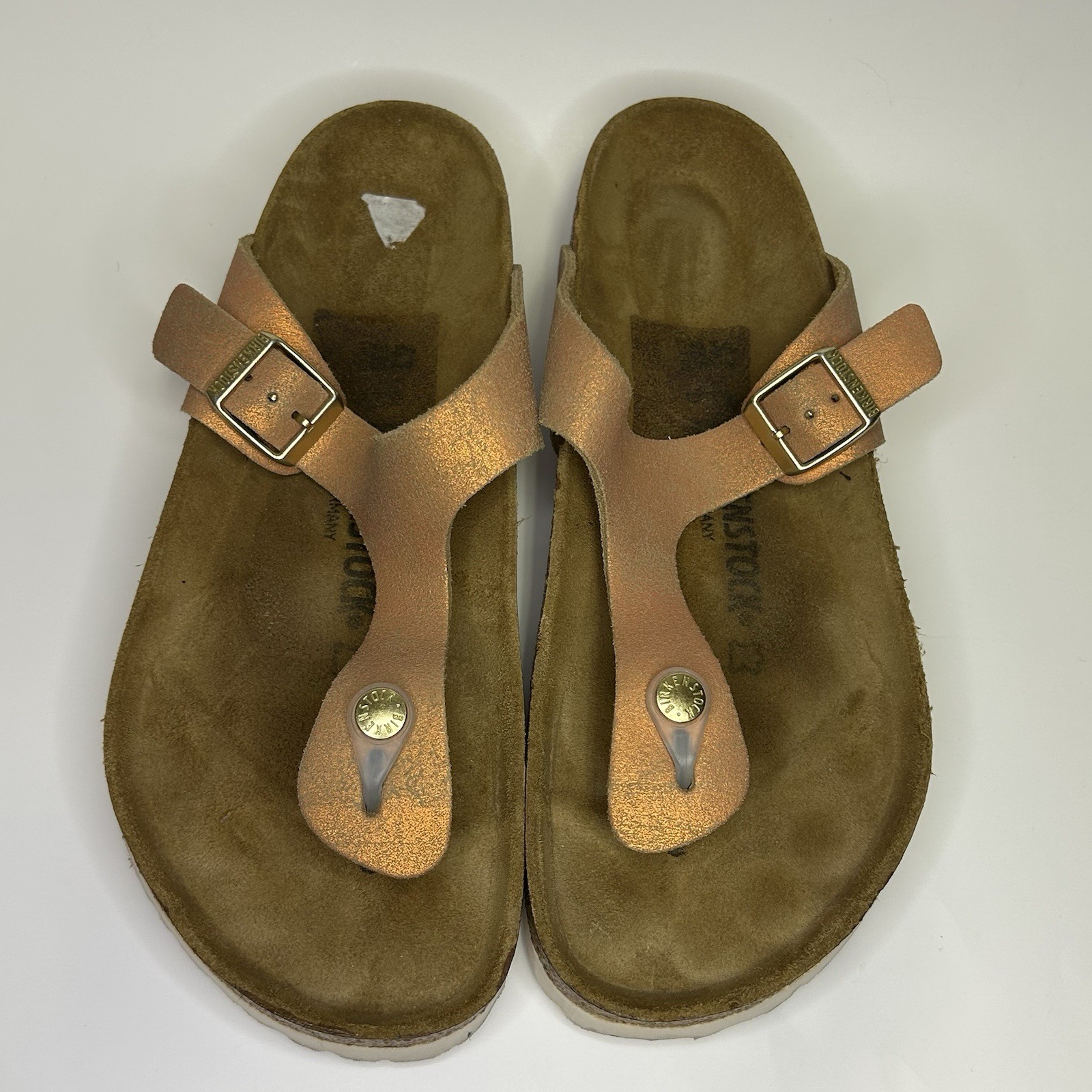 Birkenstock Gizeh Washed Metallic Sea Copper Womens Size 10 Supportive Sandals