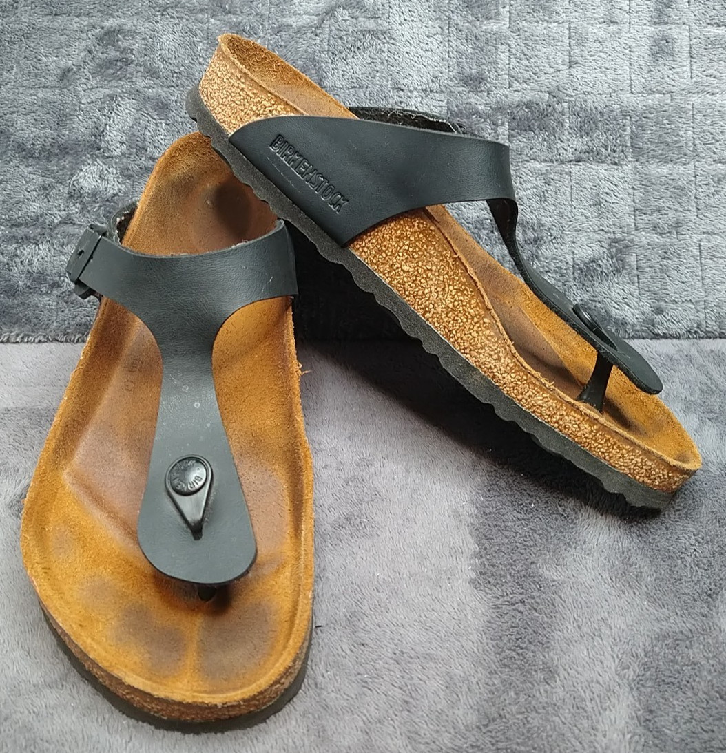 BIRKENSTOCK Gizeh Birko-Flor sandals in Black EUR 39 Women’s US 8 Excellent