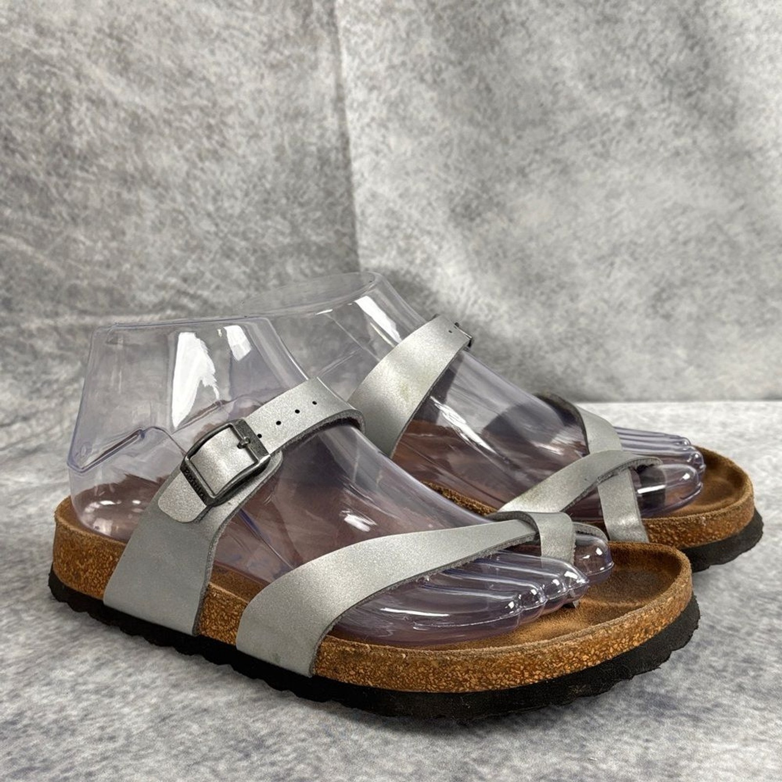 Betula By Birkenstock Mayari Soft Footbed One Toe Sandal Silver Women’s Size 7