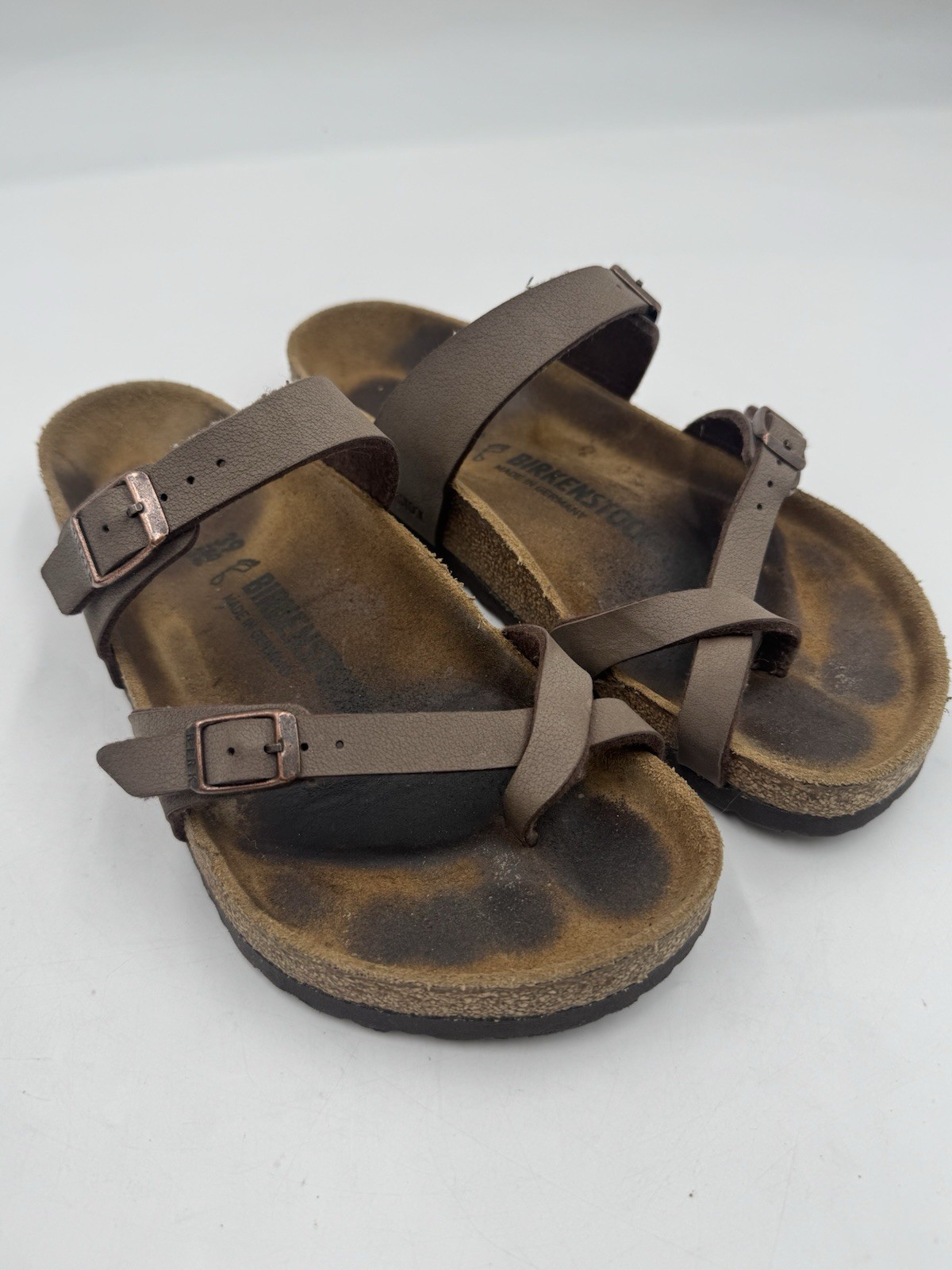 Birkenstock Mayari Womens 39 US 8 Mocha Brown Birko Flor Toe Loop Sandals
