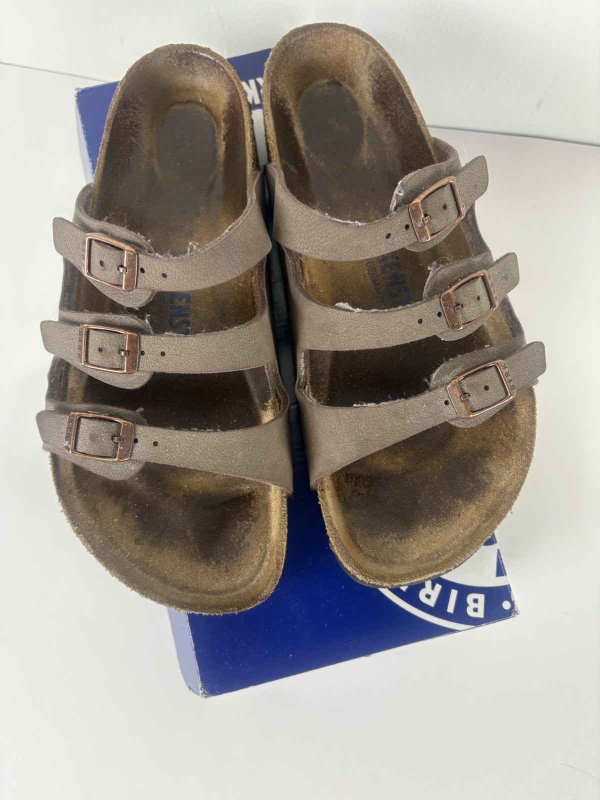 Birkenstock Florida Brown Leather Slip On Sandals Womens Size 8