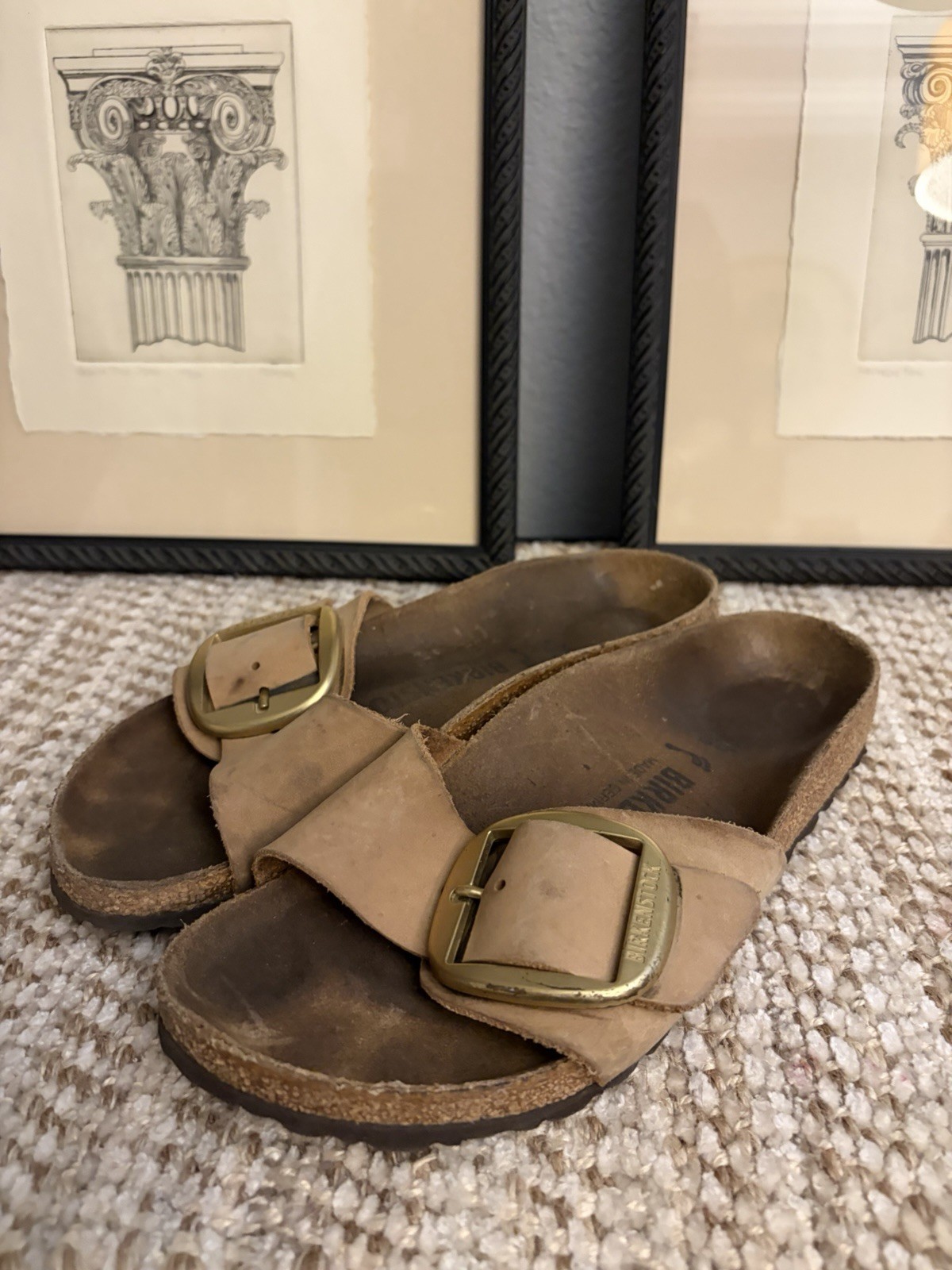 Birkenstock Madrid Big Buckle Nubuck Leather Sandcastle Tan beige  US36/EU 6