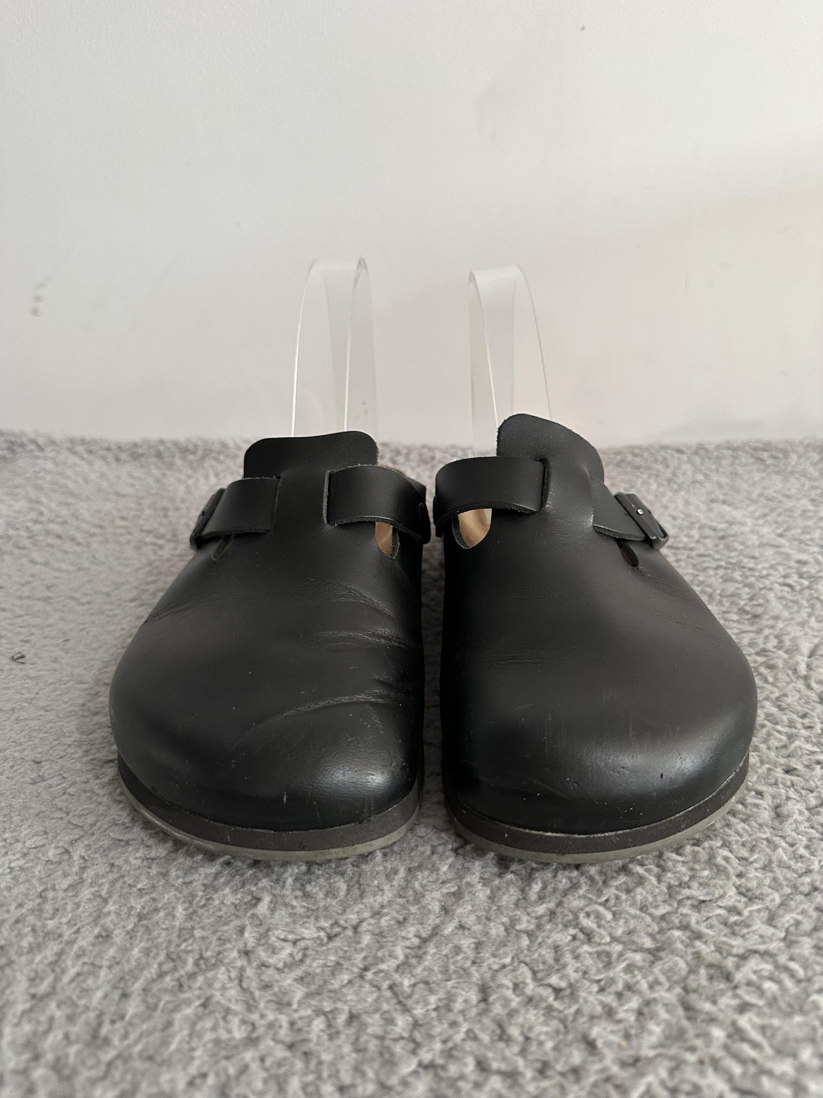 Birkenstock Boston Shoes Womens Size 7 38 Black Leather Clog Mule Comfort