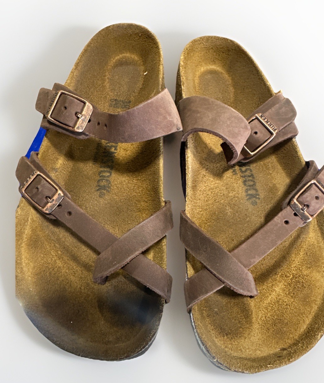 Birkenstock Florida Women’s 38 Sandals Brown Metallic Triple Strap
