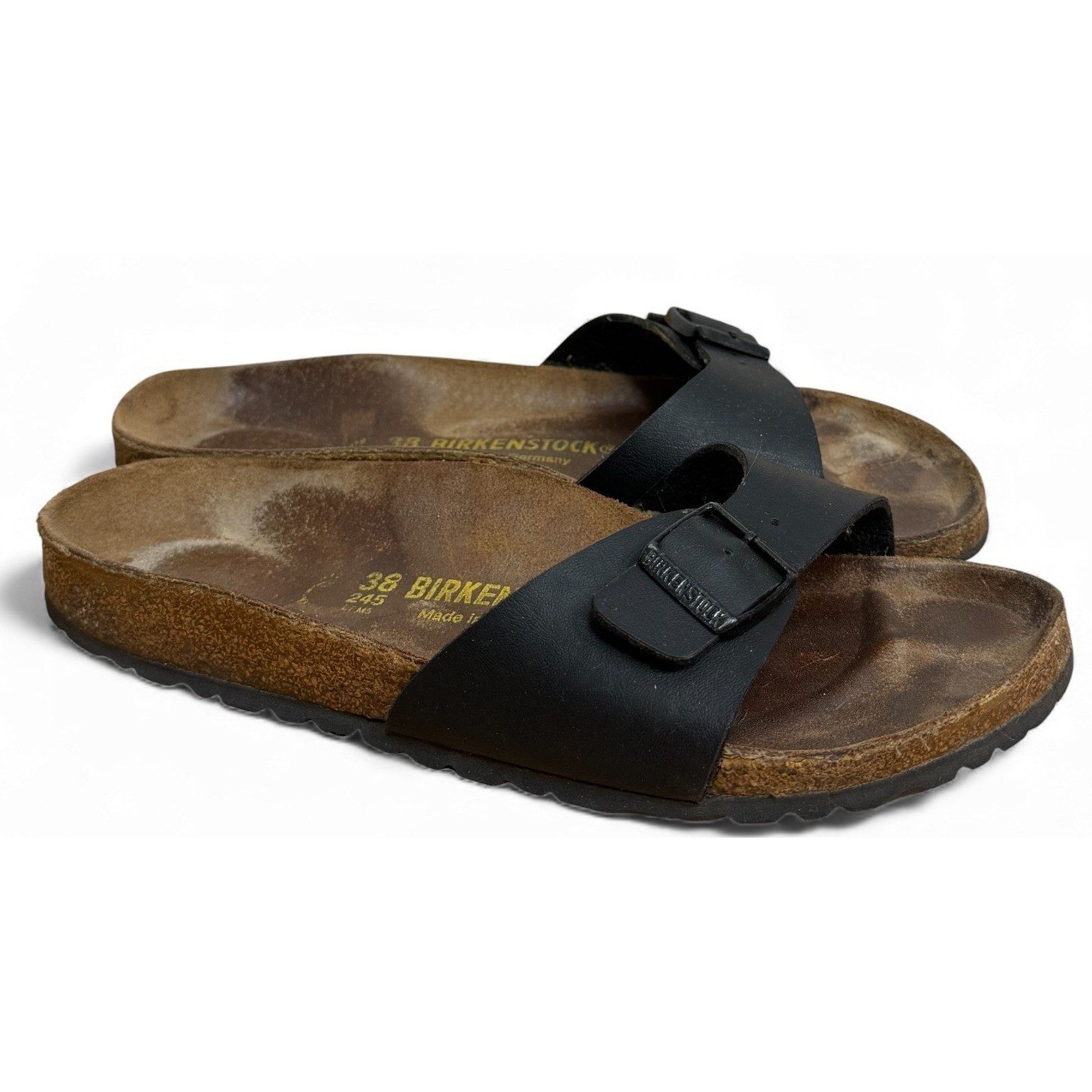 Birkenstock Madrid Sandals Womens EU 38 US 7 7.5 Narrow Black Birko Flor