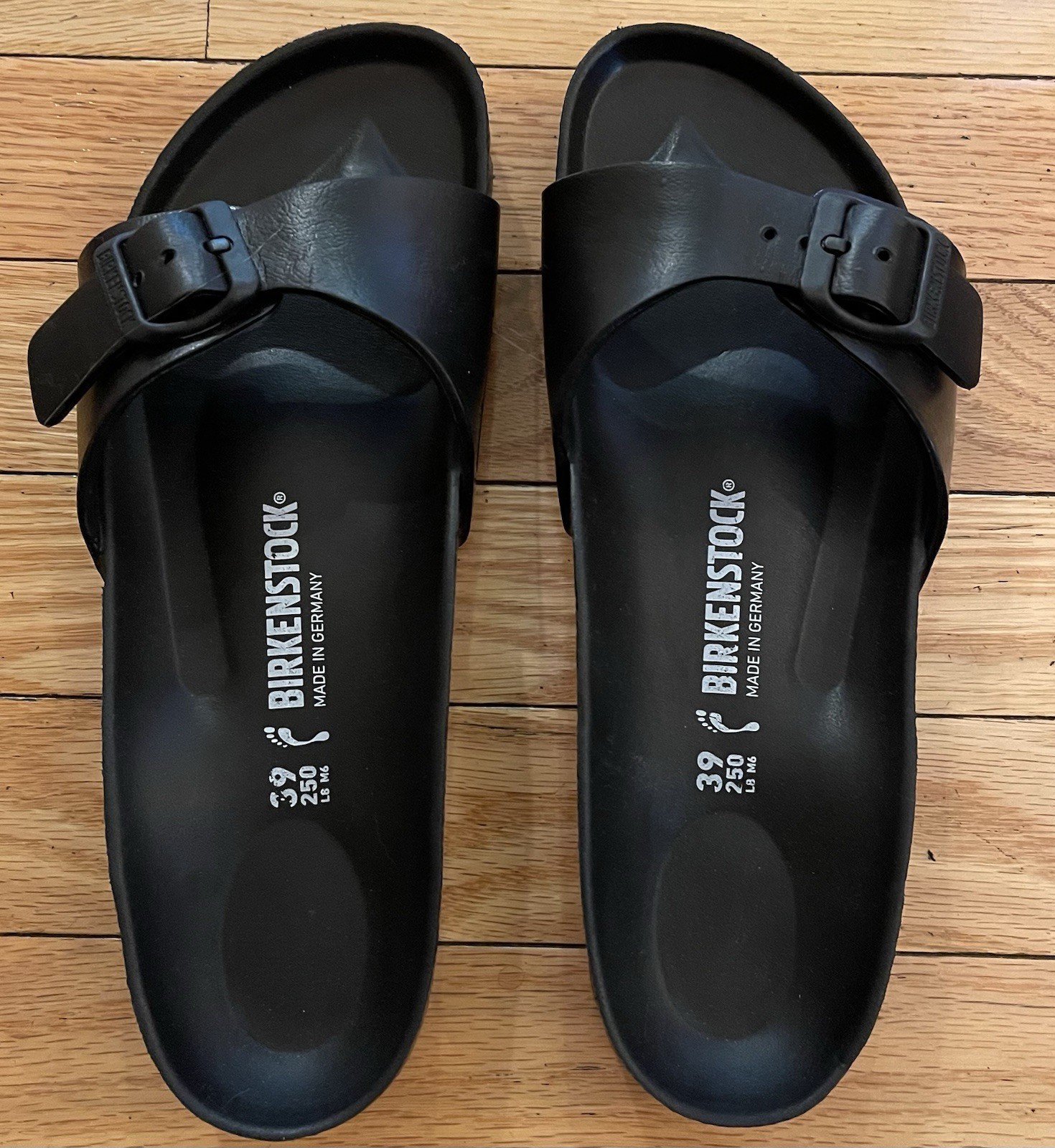 BIRKENSTOCK Madrid EVA Black Rubber Sandals Slides Waterproof Women’s 39 L 8 M 9