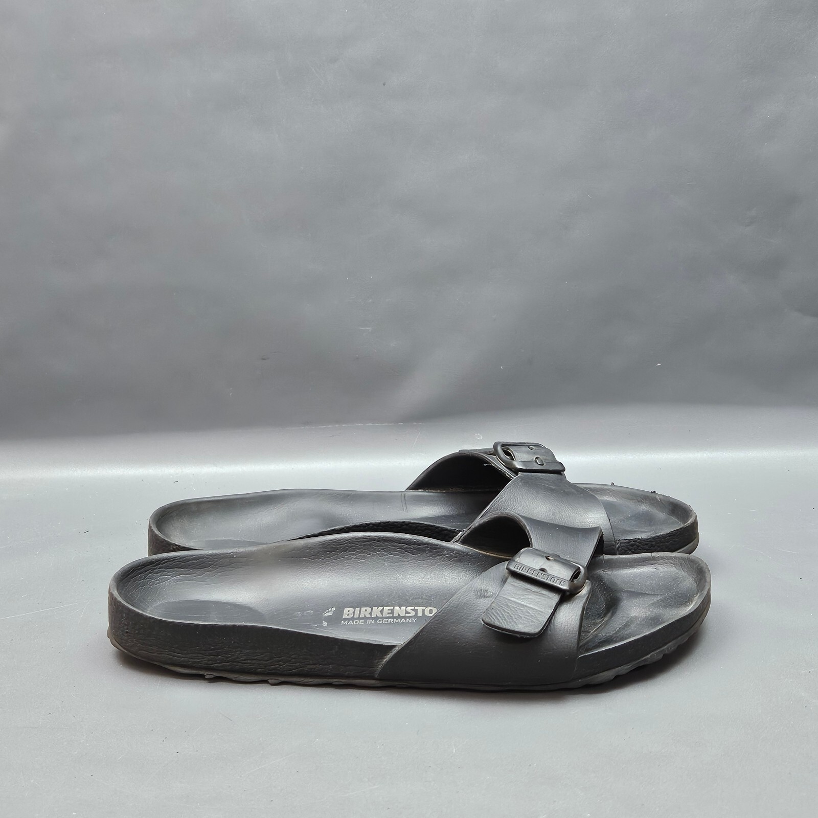 Birkenstock Madrid Eva Slides Womens 8 Black Buckle Slip On Comfort Sandals