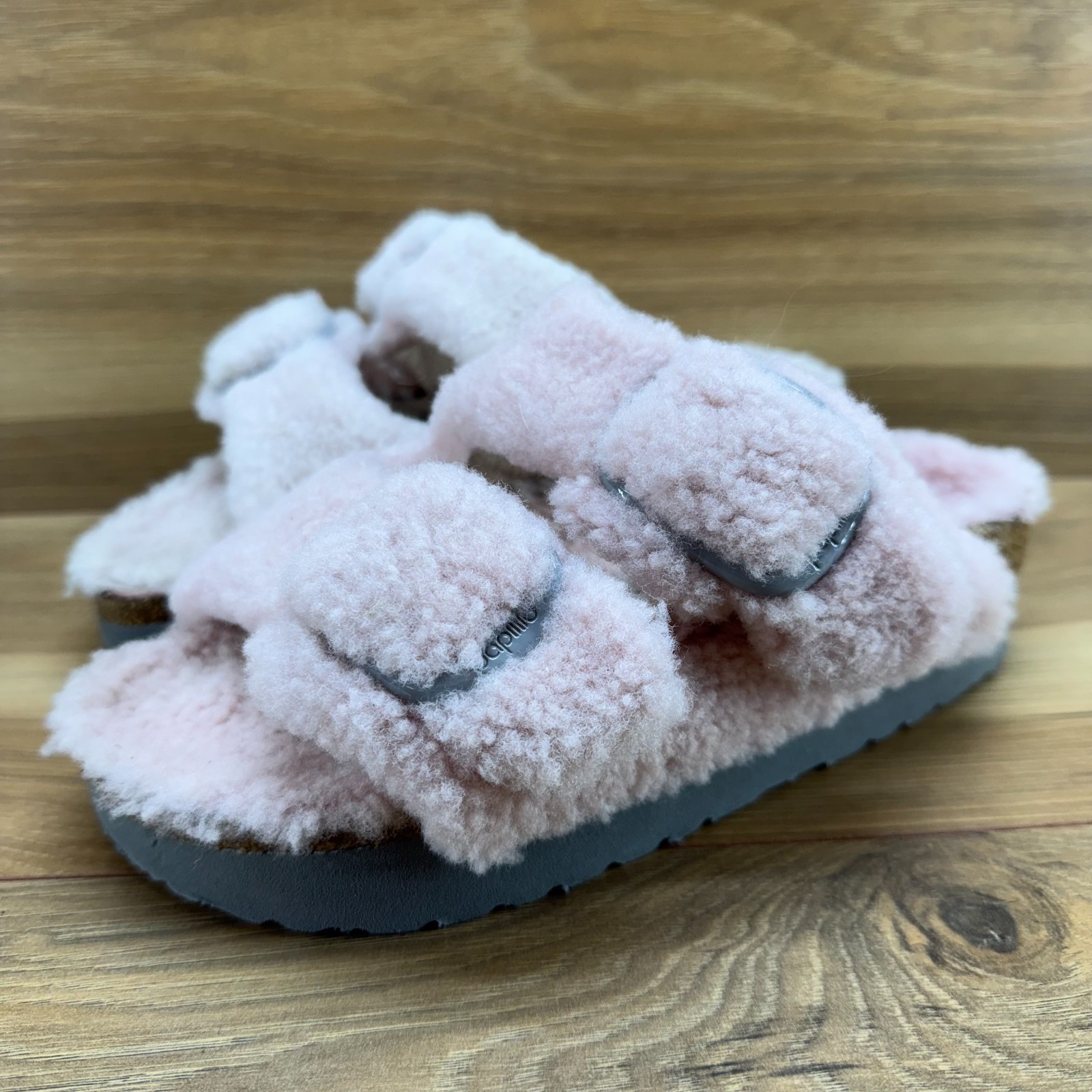 Birkenstock Papillio Big Buckle Arizona 5 N EU 36 Pink Shearling Platform Slide
