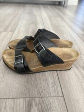 Birkenstock Papillio Dorothy Black Double Strap Wedge Sandals EU 38/7
