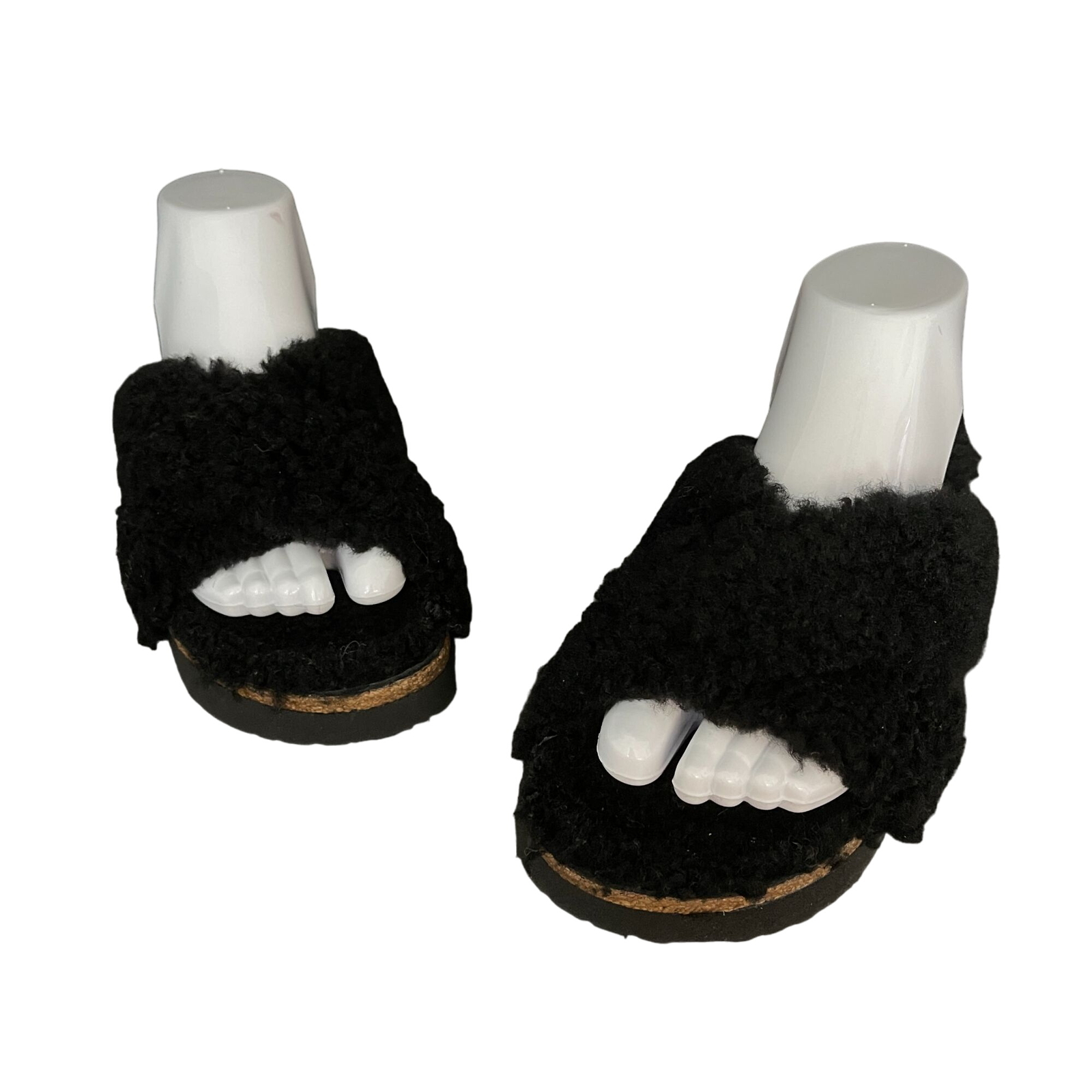 Birkenstock Papillio Daytona Teddy Platform Black Shearling Sandal, US 6.5 NWOB