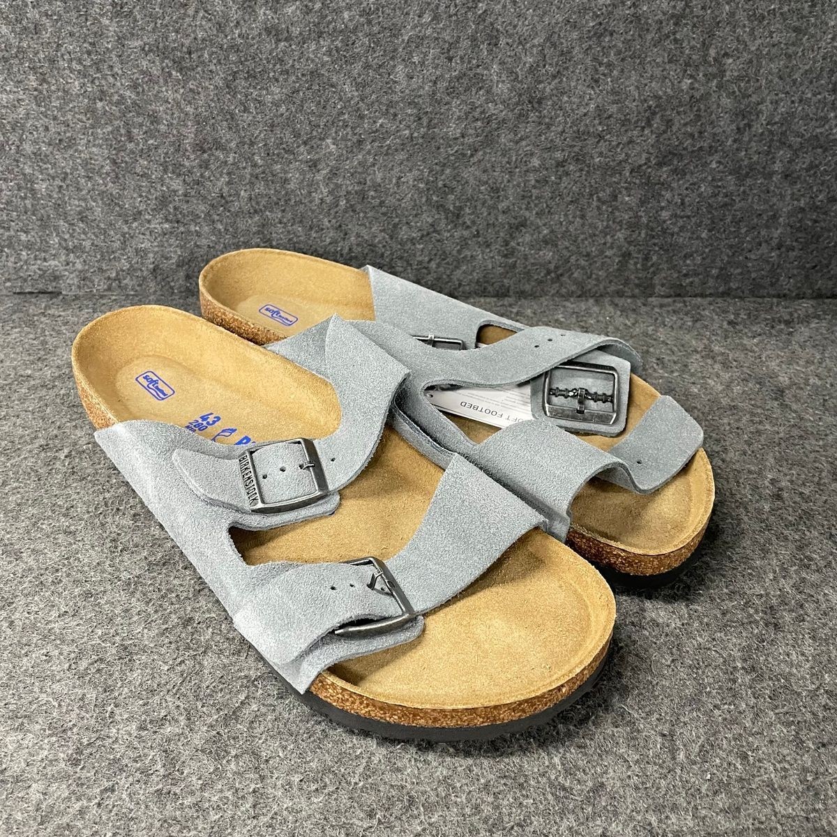 BIRKENSTOCK Arizona Soft Footbed Sandals Men’s Size US 10 Basalt Grey