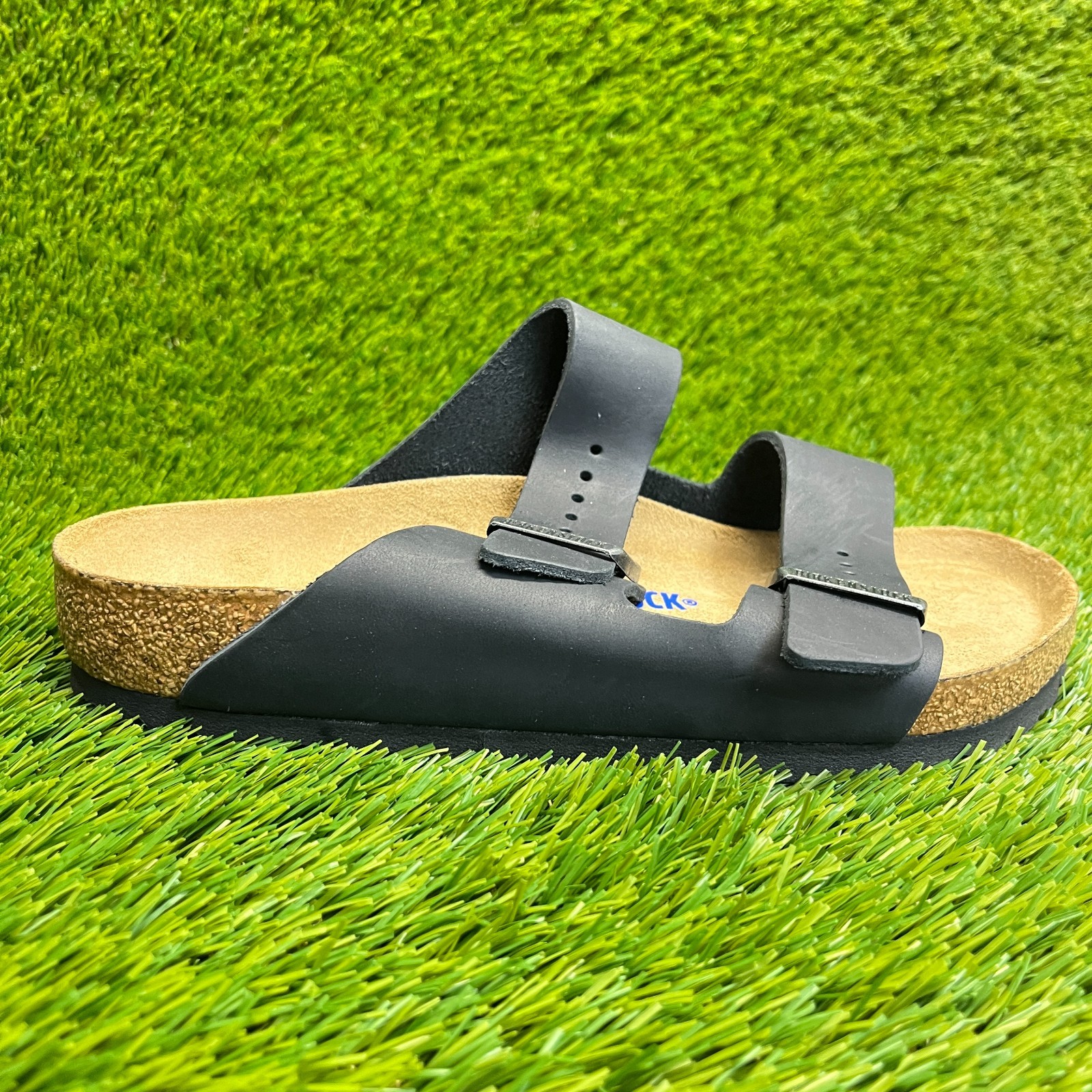 Birkenstock Arizona Birko-Flor Womens Size 8 Black Brown Beach Outdoor Sandals