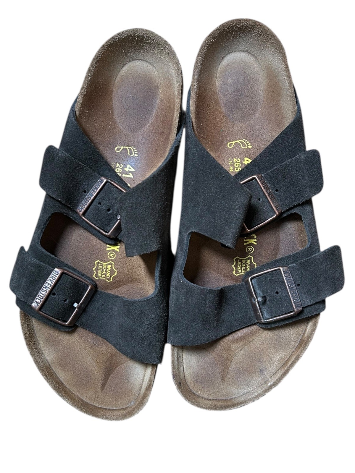 Birkenstock Arizona Suede Leather Sandals Size EU41 Men 8 Women 10 Dark Brown