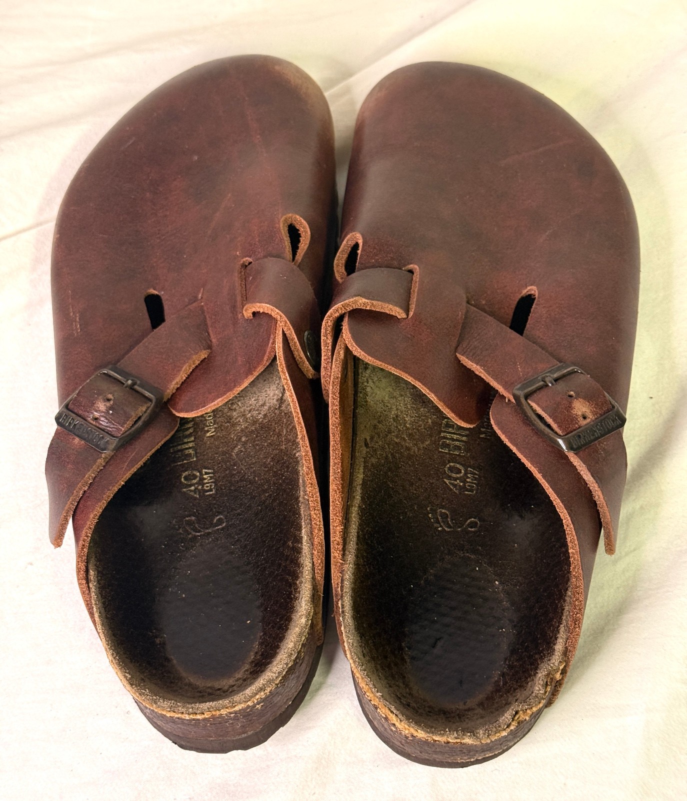 Birkenstocks Boston Brown Oiled Leather Clogs Adjustable Sizes US 9 Euro 40