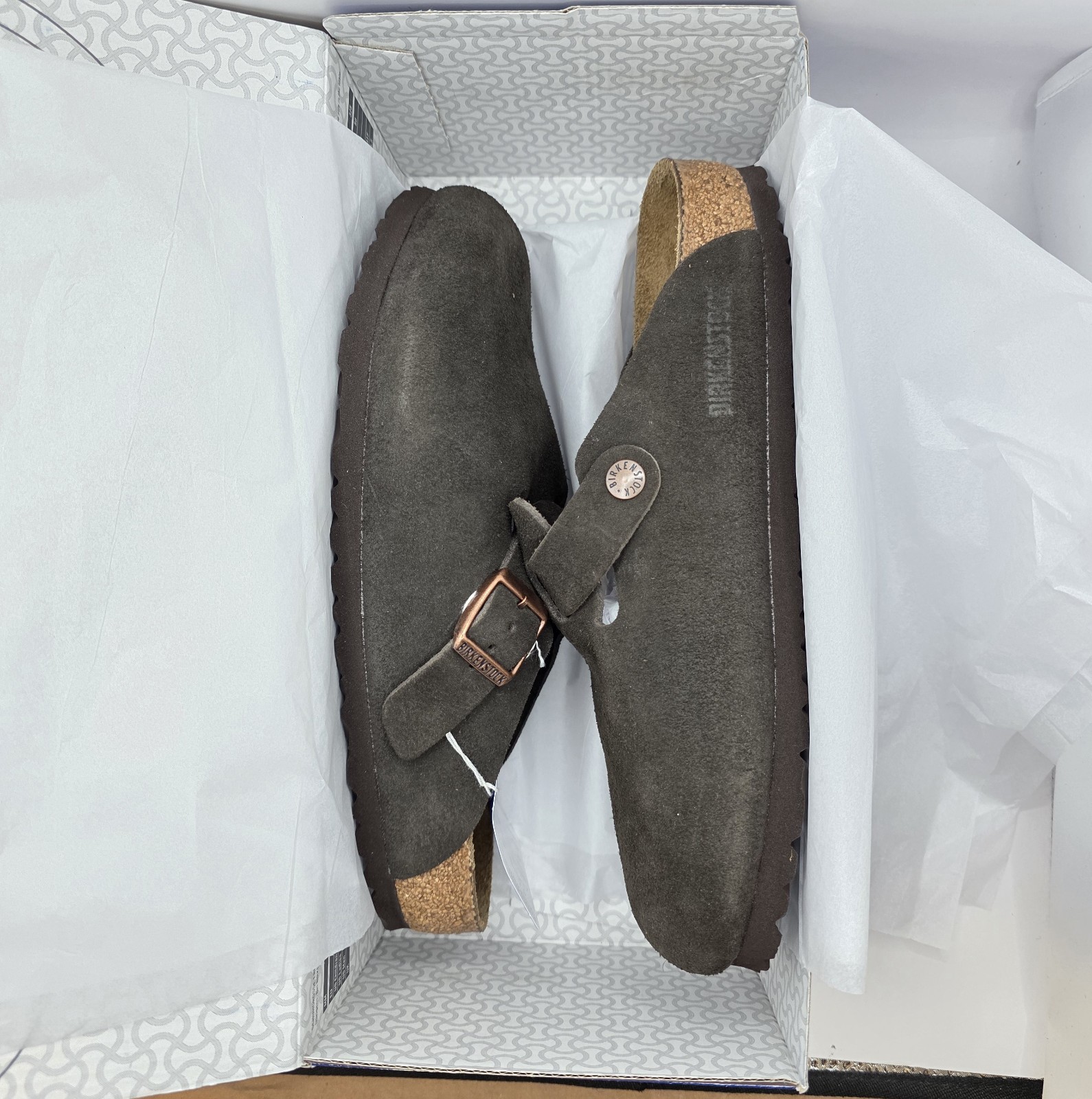 Birkenstock Boston Bs Leather Suede Soft Footbed Mocca Color Regular Wide