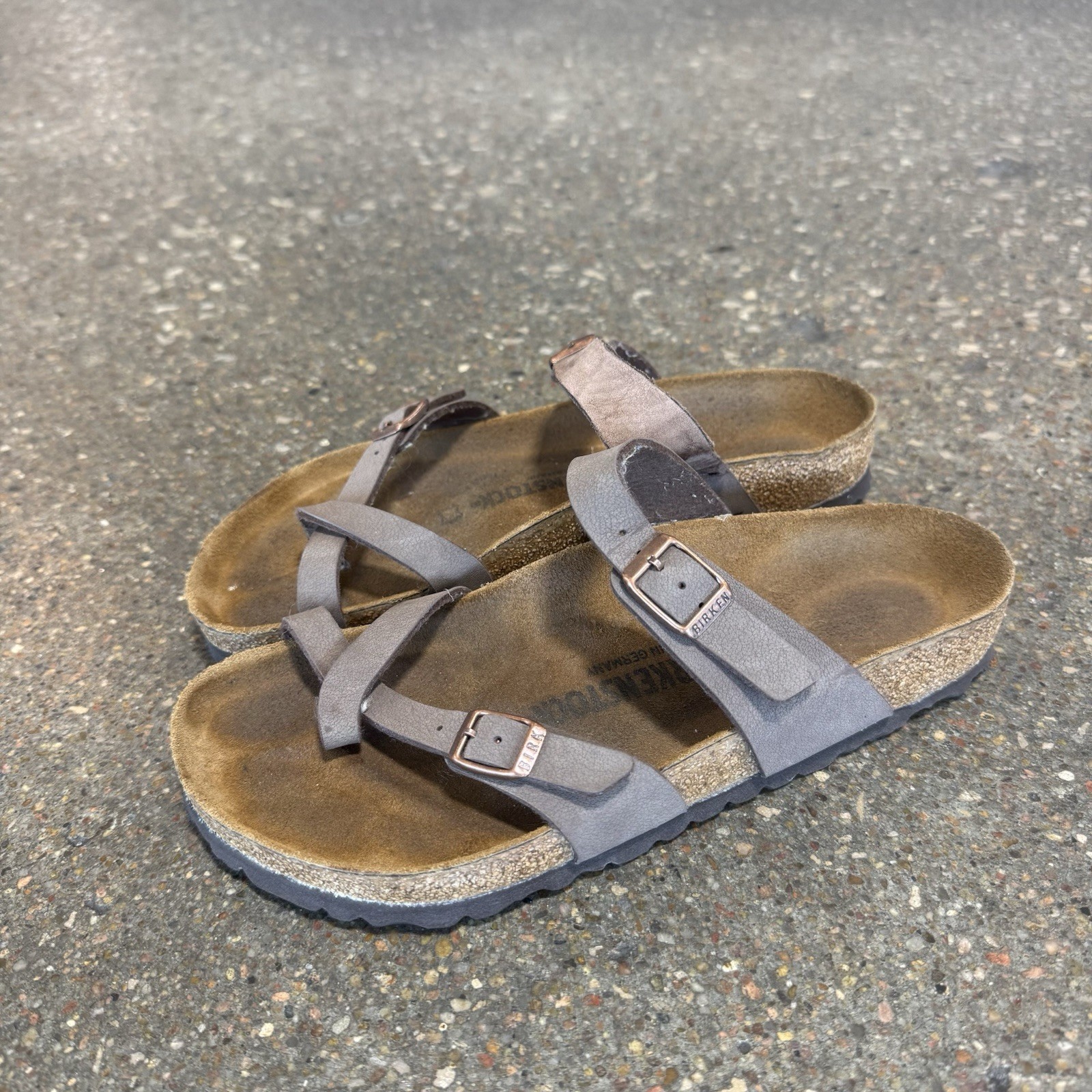 Birkenstock Mayari Sandals Mocha Brown Leather Size 39 Womens 8 Good Condition