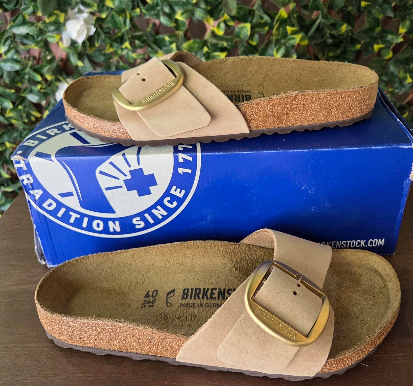 Birkenstock Madrid Big Buckle Sandcastle Tan Nubuk Unisex Women 9 Men 7 EU 40